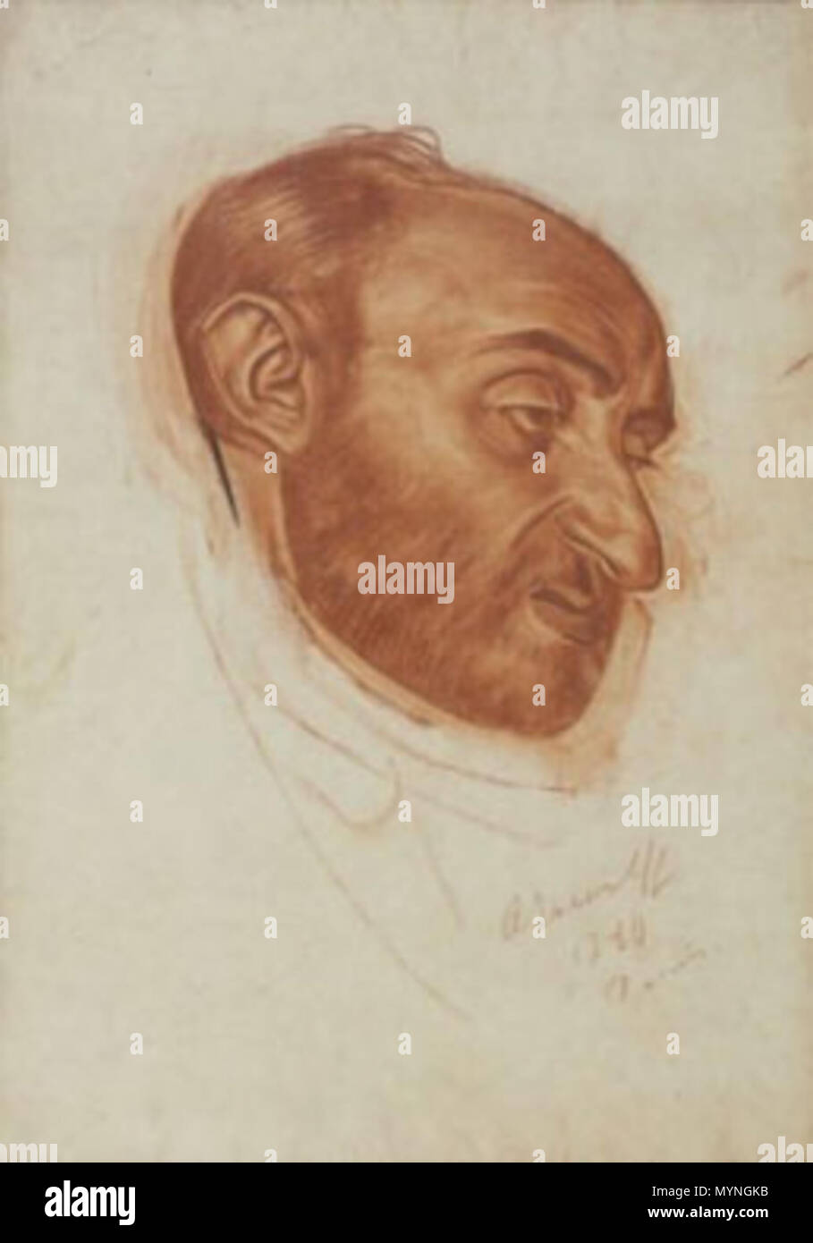 . Ritratto d'homme, Paris 1920 бумага, сепия 51.00/36.00 см . Xx secolo. A.Yakovlev 431 Ritratto d'homme, Parigi da A.Yakovlev (1930) Foto Stock