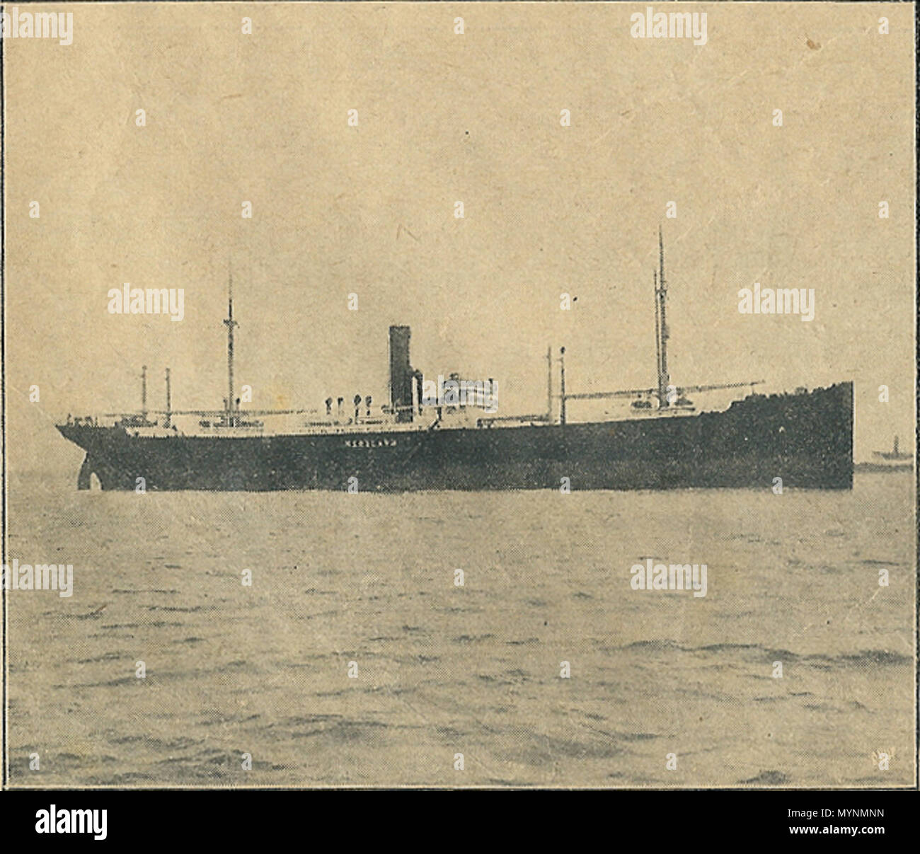 . Damperen 'Maryland' fra 'De forenede" mi 1914. Den var sejlet fra Buenos Aires majs med til Inghilterra, da den stødte på en miniera 21. agosto stessa år 35 kvartmil fra Galopernes fyrskib. . Agli utenti la riproduzione di un lavoro scaduto Di arte 131 Damperen Maryland Foto Stock