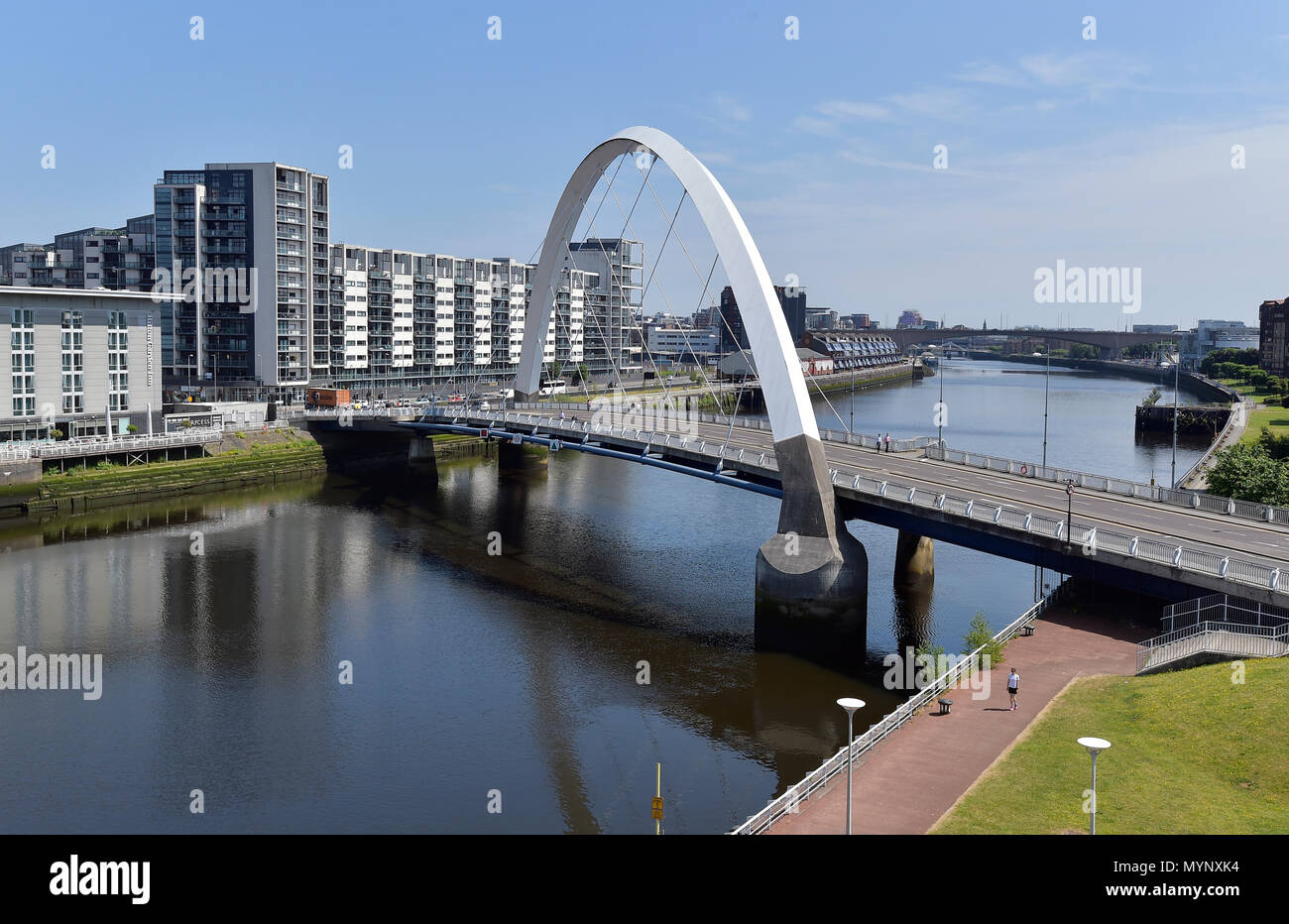 Il Glasgow ponte ad arco anche sapere come la Squinty Bridge in Glasgow che attraversano il fiume Clyde Foto Stock