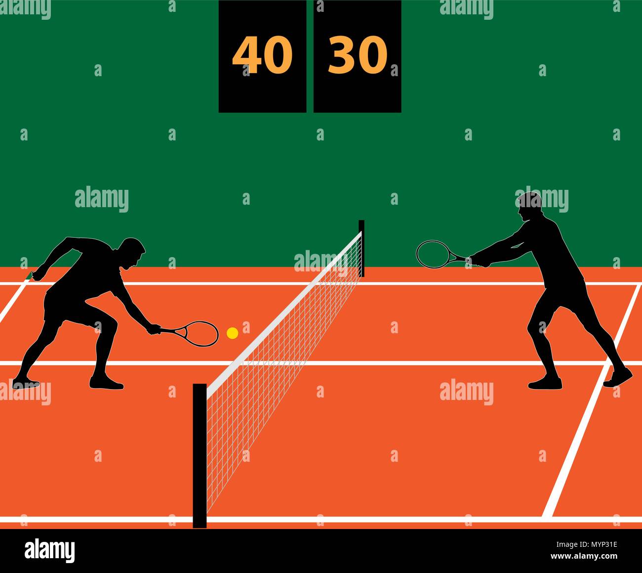 Match di tennis in terra battuta Illustrazione Vettoriale