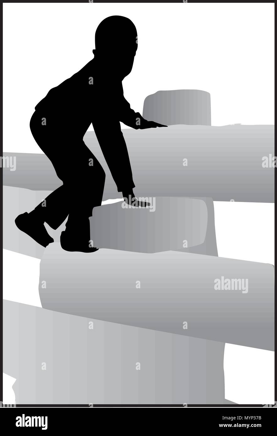 Ragazzo arrampicata travi Illustrazione Vettoriale