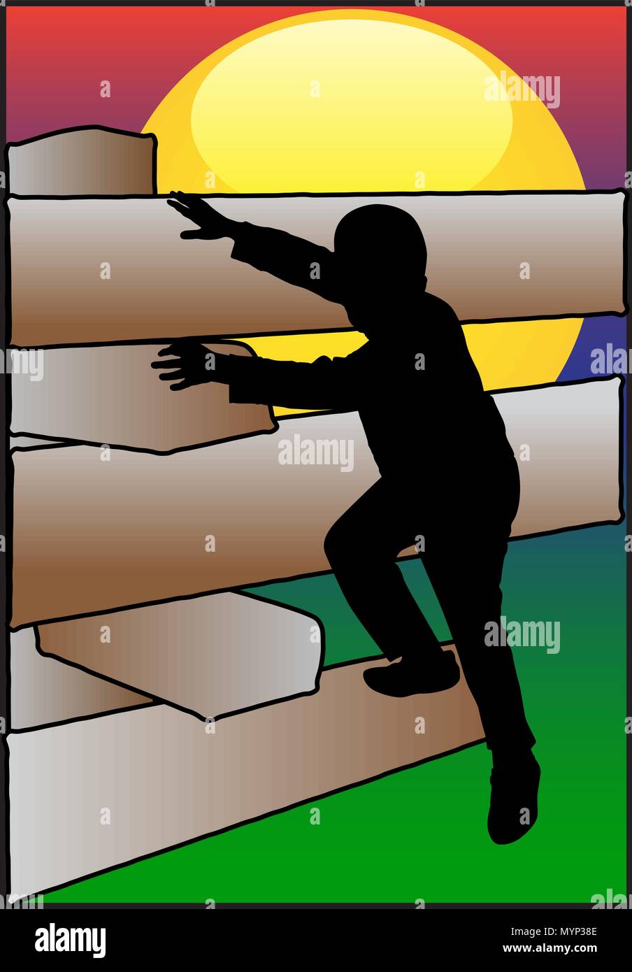 Ragazzo arrampicata travi Illustrazione Vettoriale