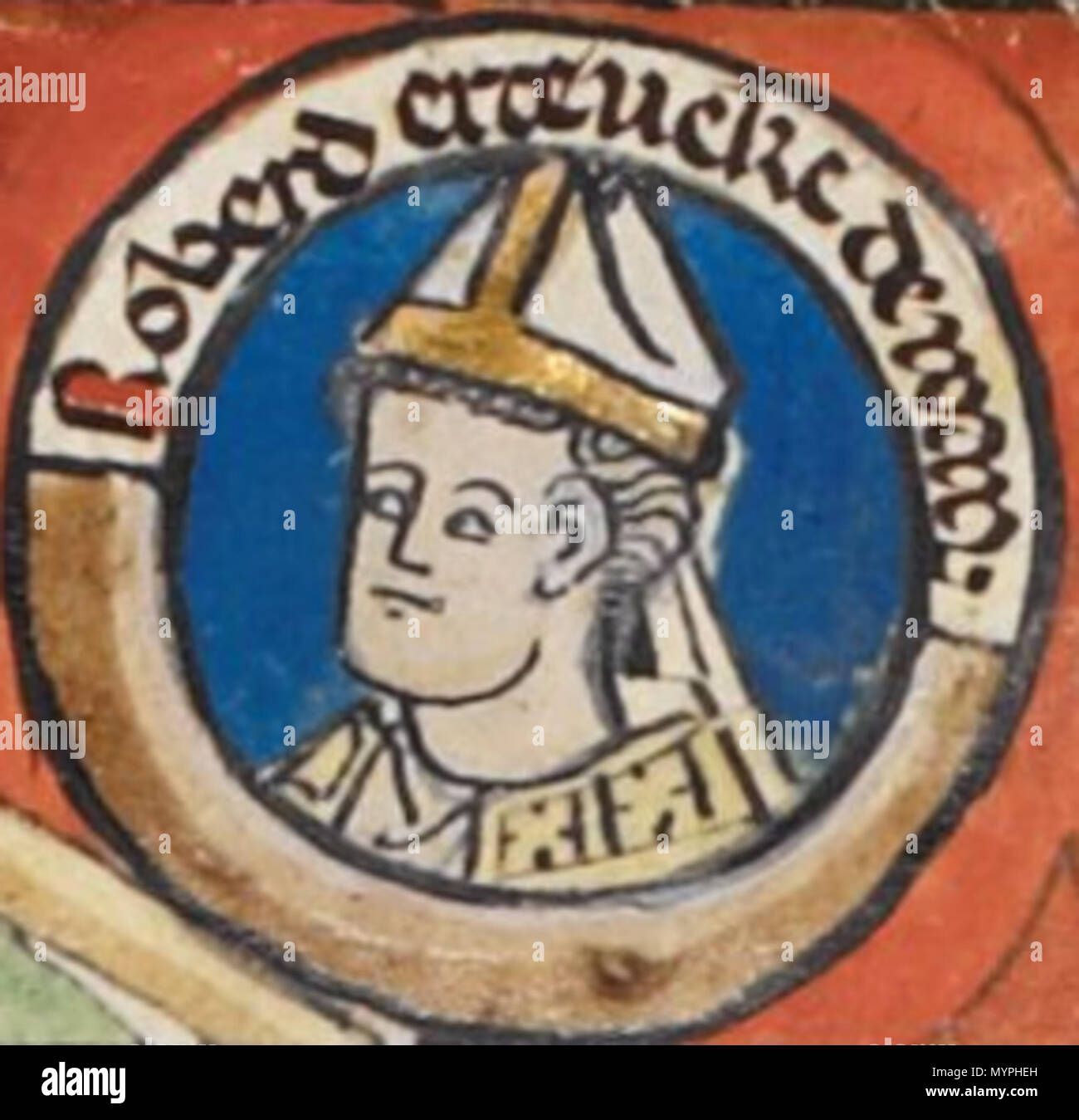 . Français : miniatura de Robert le Danois dans une généalogie royale du XIVe siècle. Il 5 aprile 2016. Sconosciuto 457 Robert le Danois - MS Royal 14 B VI Foto Stock . Français : miniatura de Robert le Danois dans une généalogie royale du XIVe siècle. Il 5 aprile 2016. Sconosciuto 457 Robert le Danois - MS Royal 14 B VI Foto Stock