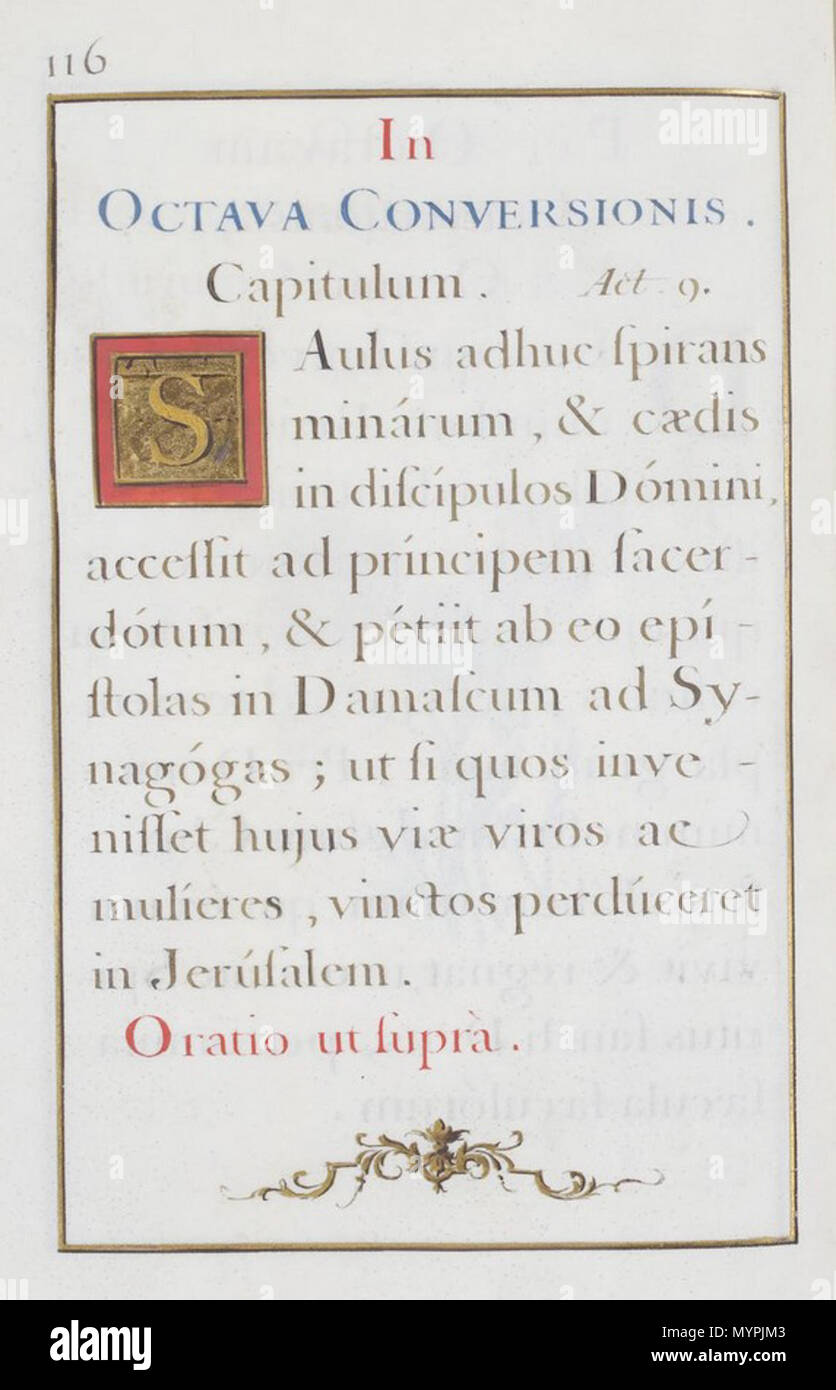 . Français : une page du Collectaire pour l'église Saint-Paul de Parigi (1698), attribué à Rousselet (Parigi, Musée des UN). Il 16 marzo 2016. Jean-Pierre Rousselet, calligraphe (attribué à) 463 Rousselet spaul Foto Stock