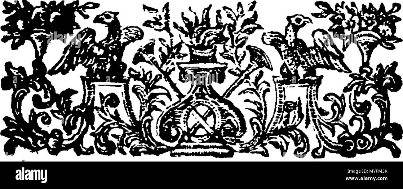 . Inglese: Fleuron dal libro: un saggio sulle febbri. A che ora è aggiunto, una dissertazione sul maligne, colite mal di gola. La settima edizione. Da Giovanni Huxham, M. D. Fellow della Royal College of Physicians a Edimburgo e della Royal Society di Londra. 320 Un saggio sulle febbri Fleuron n003354-19 Foto Stock