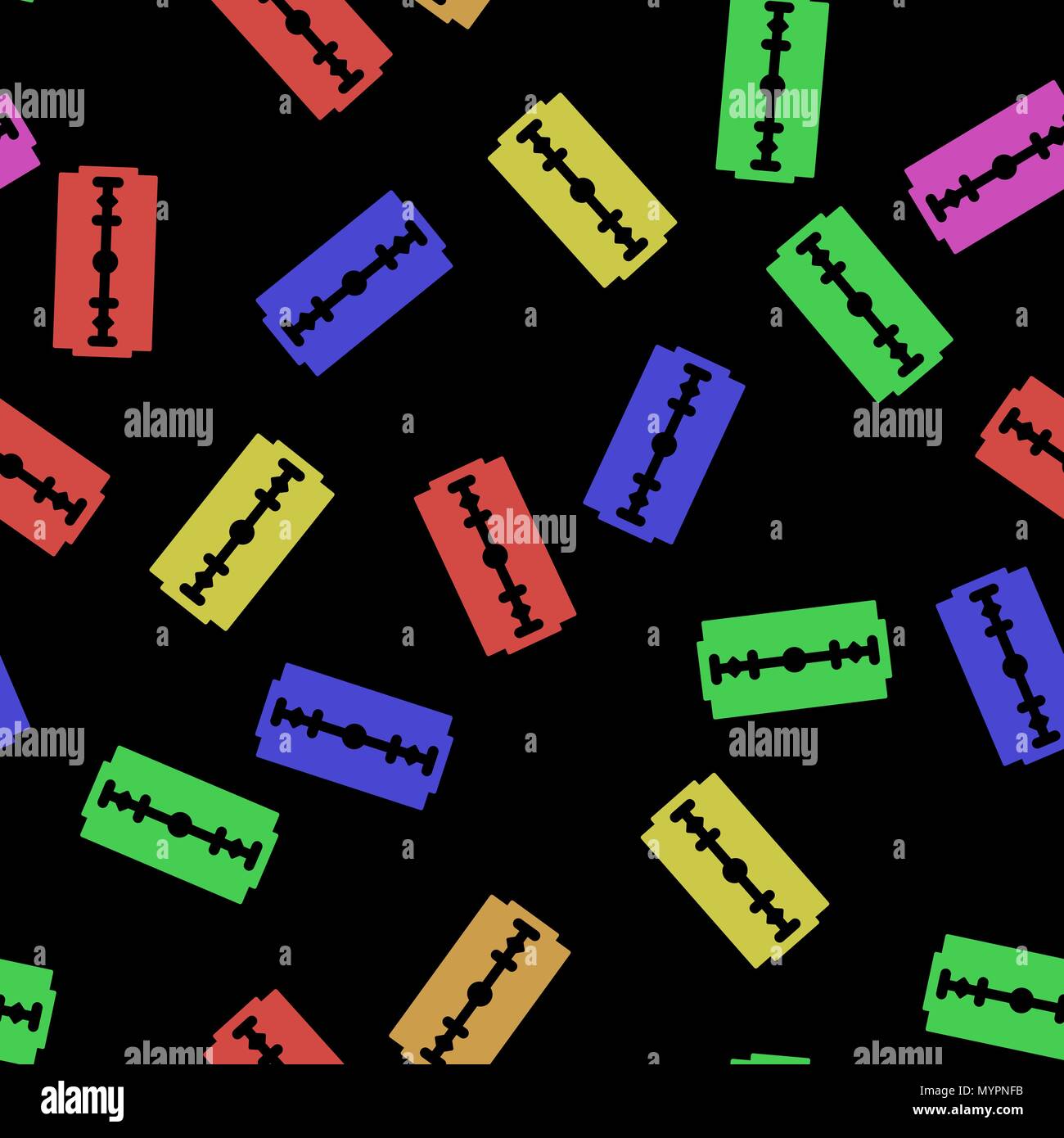Tradizionale bordo doppia lama di rasoio Seamless Pattern. Strumento per il taglio dei capelli e la barba. Acciaio inossidabile Sheving attrezzatura. Illustrazione Vettoriale
