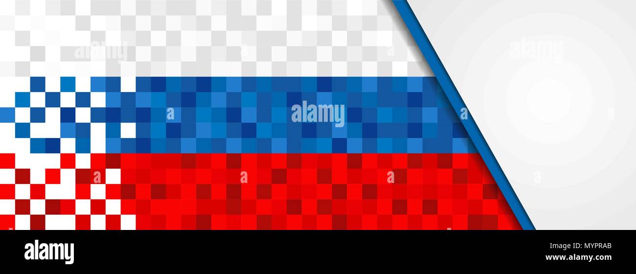 Bandiera della Russia background in pixel art stile. Pixel russo banner web design con copia spazio. EPS10 vettore. Illustrazione Vettoriale