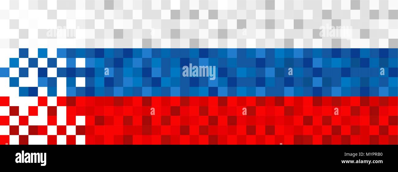 Bandiera della Russia background in pixel art stile. Pixel russo banner web design. EPS10 vettore. Illustrazione Vettoriale