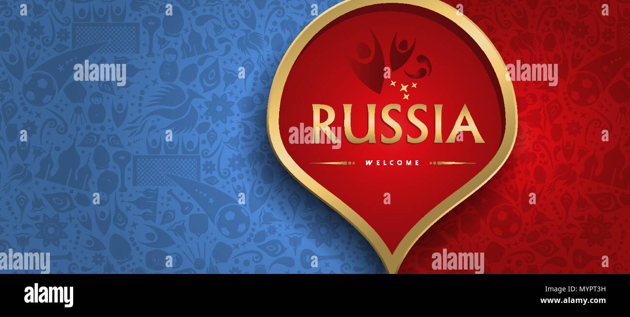 La Russia evento di calcio illustrazione, banner web design con il russo colore di sfondo. EPS10 vettore. Illustrazione Vettoriale