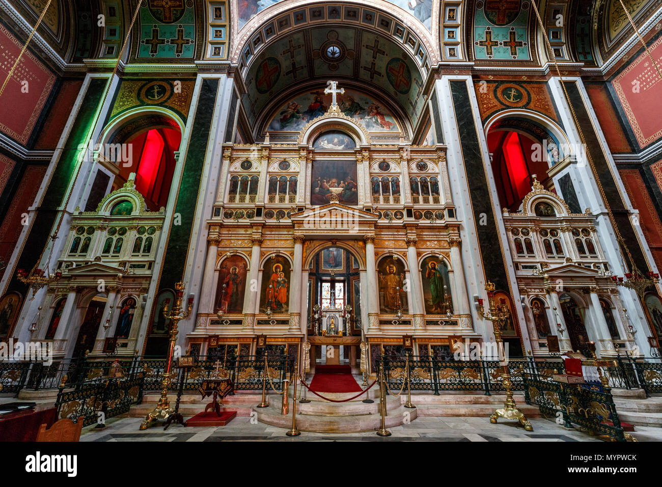 Agios Nicolaos Chiesa interno Syros Grecia Foto Stock