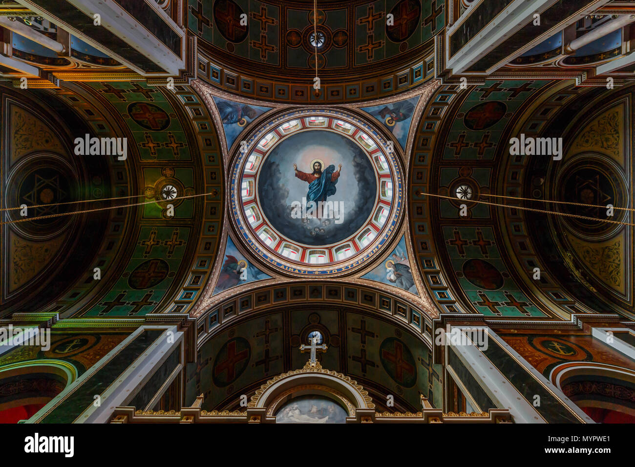 Agios Nicolaos Chiesa interno Syros Grecia Foto Stock