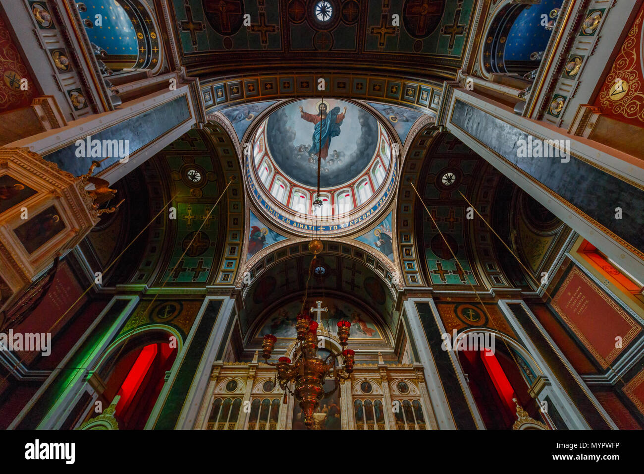 Agios Nicolaos Chiesa interno Syros Grecia Foto Stock