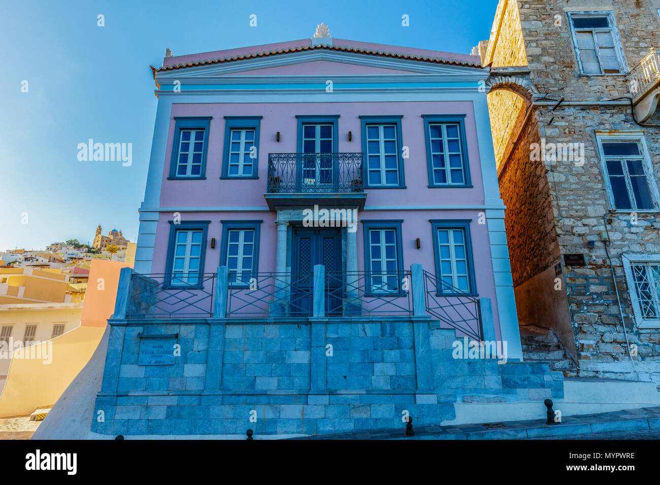 Quartiere Vaporia Ermoupolis Syros Island Foto Stock