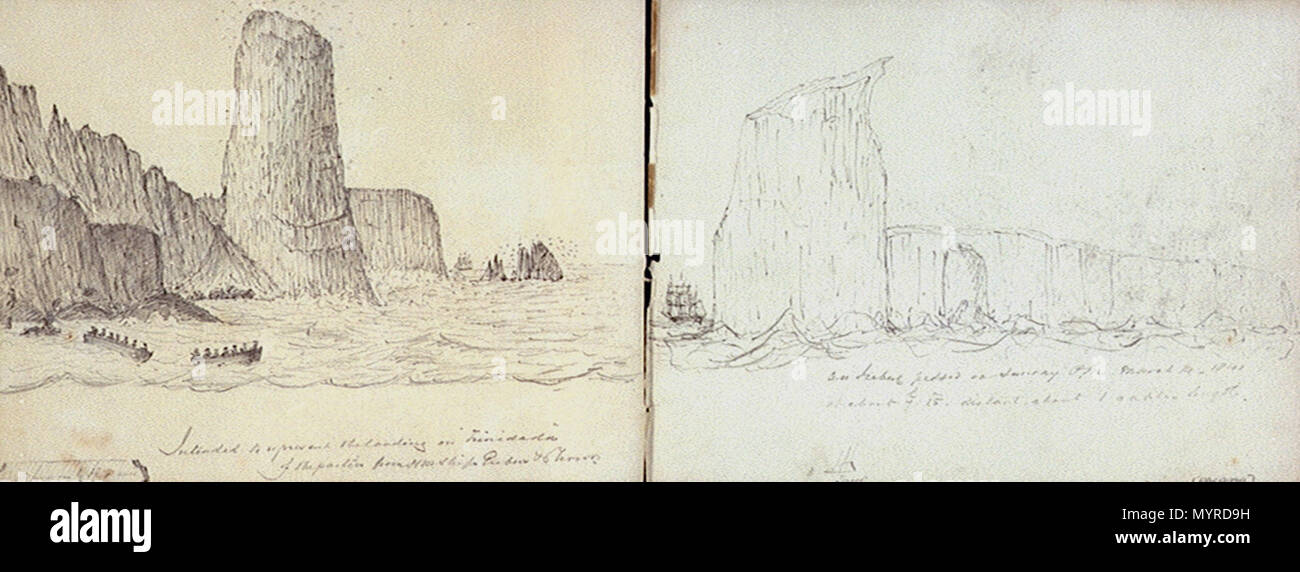 . Inglese: un iceberg passata domenica pm 14 Marzo - 1841 a circa 7'15' - distante circa 1 lunghezza cavo legato con PAE9965-PAE9983. . Il 14 marzo 1841. George Henry Mowbray 344 un iceberg passata domenica pm 14 Marzo - 1841 a circa 7'15" - distante circa 1 lunghezza cavo RMG PV9984 Foto Stock