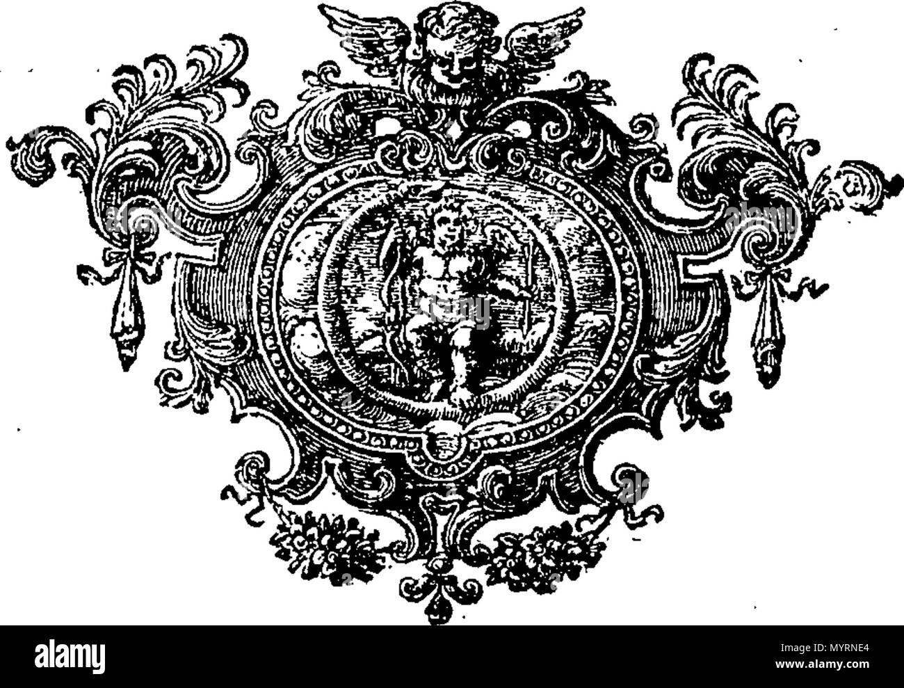 . Inglese: Fleuron dal libro: un'esposizione del Nuovo Testamento, in tre volumi: in cui il senso del testo sacro è dato; dottrinali e pratiche verità sono impostati in un semplice e facile la luce, luoghi difficili spiegato, apparenti contraddizioni riconciliati; tutto ciò che è materiale in diverse letture, e le diverse versioni orientali, viene osservata. Il tutto illustrato con Note tratte dalle più antiche Scritture ebraiche. ... Da John Gill. 333 una esposizione del Nuovo Testamento Fleuron T093021-2 Foto Stock