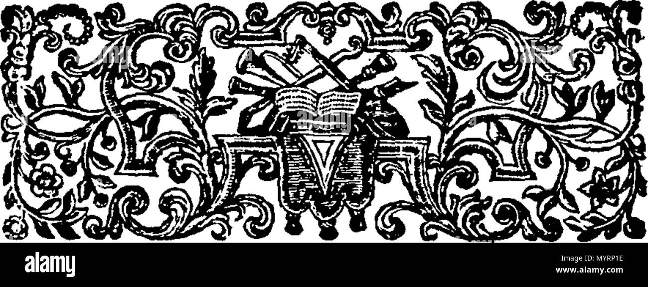 . Inglese: Fleuron dal libro: uno storico conto della grande rivoluzione che accadono'd nell'republick delle province unite nel 1747. Con la genealogia dei diversi rami della Serenissima Casa di Nassau. E una spiegazione dei motivi alla invasione di Fiandra olandese dalle truppe francesi, che ha dato occasione per l elezione di un Statholder. Dal Sig. Rousset. 336 uno storico conto della grande rivoluzione che accadono'd nell'republick delle province unite nel 1747 Fleuron N002293-3 Foto Stock