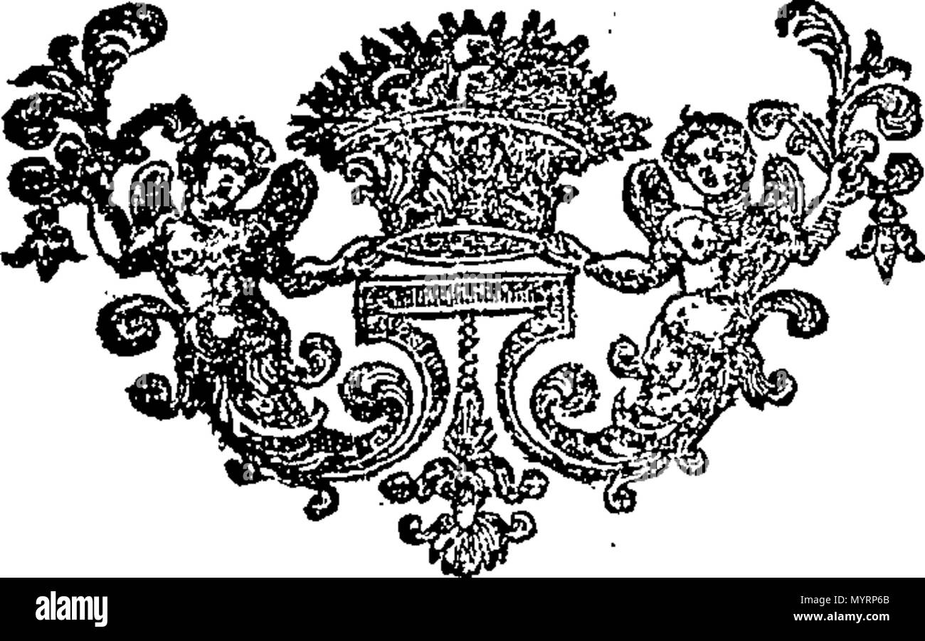 . Inglese: Fleuron dal libro: uno storico conto dei numerosi segnale atchievements navale ottenuta dall'inglese attraverso gli spagnoli, dall'anno 1350 fino al tempo presente. contenente tutte le spedizioni, Viaggi e avventure, dei seguenti Ammiragli, Capitani e comandanti, dell'Inglese nazione. Viz. Il cap. Hawkins, Sir Drake Frangis, Sir Walter Raleigh, Sir Richard Greenvil, Earl di Cumberland, Admiral Cavendish, Admiral Howard, Sir John Norris, Earl of Essex, Sir Richard Levison, Sir William Monson, Admiral Blake, Ammiraglio Bembow, Sir George Rooke, Sir John Leake, Sir Charles scommessa, Foto Stock