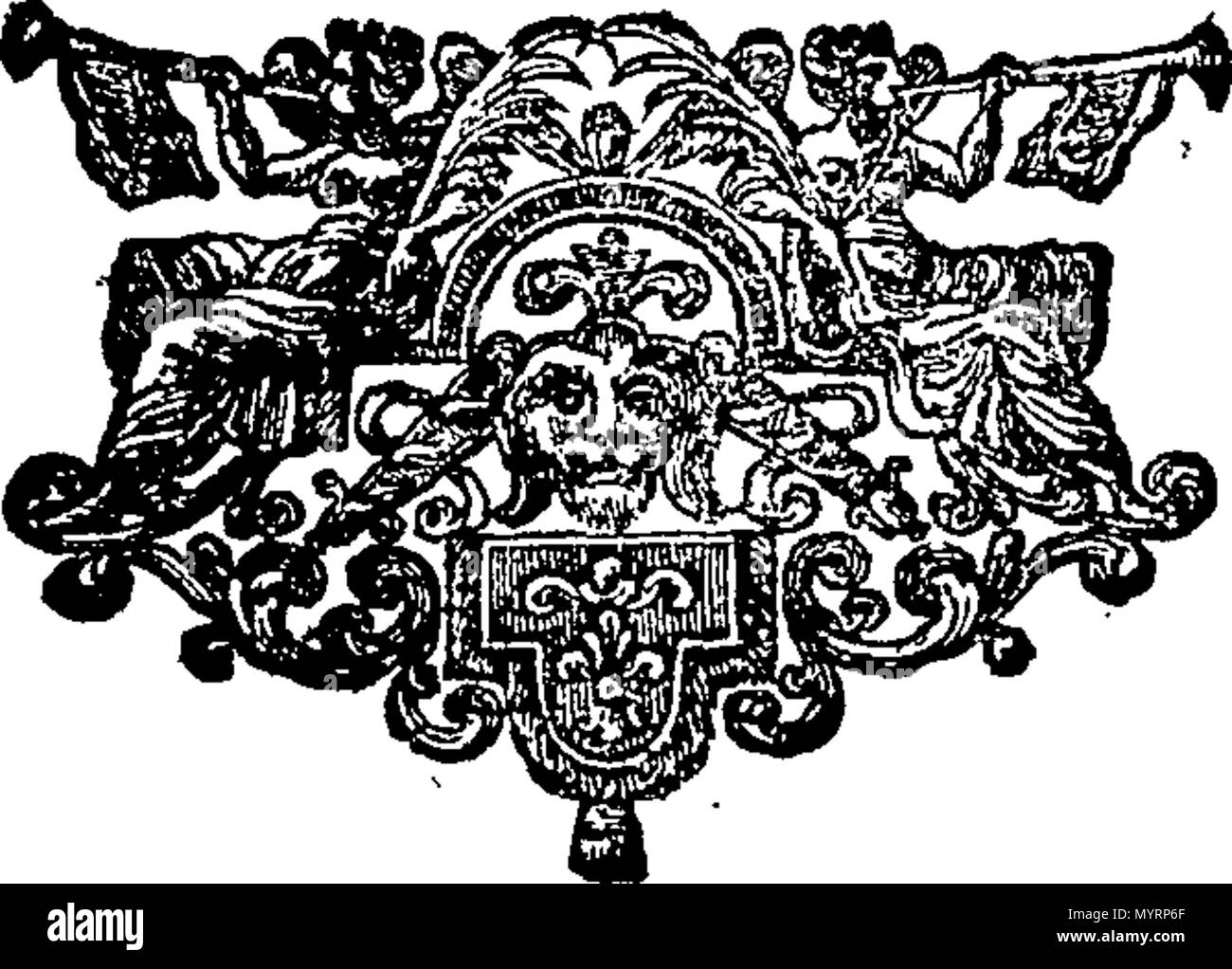 . Inglese: Fleuron dal libro: uno storico conto dei numerosi segnale atchievements navale ottenuta dall'inglese attraverso gli spagnoli, dall'anno 1350 fino al tempo presente. contenente tutte le spedizioni, Viaggi e avventure, dei seguenti Ammiragli, Capitani e comandanti, dell'Inglese nazione. Viz. Il cap. Hawkins, Sir Drake Frangis, Sir Walter Raleigh, Sir Richard Greenvil, Earl di Cumberland, Admiral Cavendish, Admiral Howard, Sir John Norris, Earl of Essex, Sir Richard Levison, Sir William Monson, Admiral Blake, Ammiraglio Bembow, Sir George Rooke, Sir John Leake, Sir Charles scommessa, Foto Stock