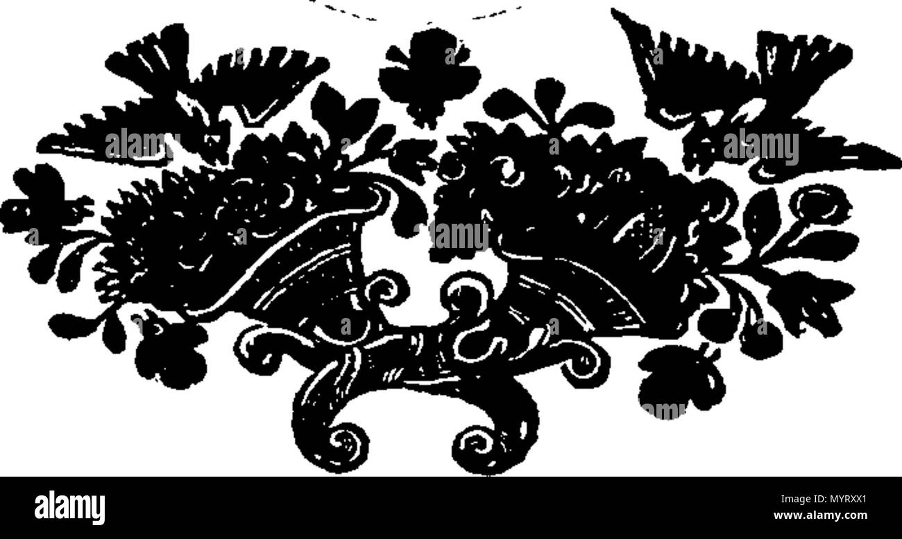. Inglese: Fleuron dal libro: un'ode sul matrimonio di Sua Grazia il Duca di Portland e l'onorevole signora Margaret Harley. 352 Un'ode sul matrimonio di Sua Grazia il Duca di Portland e l'onorevole signora Margaret Harley Fleuron T041963-5 Foto Stock