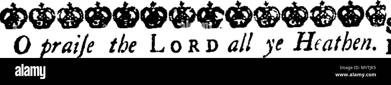 . Inglese: Fleuron dal libro: Anthems: per due, tre, quattro, cinque, sei, sette e otto voci. Come sono ora eseguire'd, nella cattedrale Metropolitical e Chiesa di San Pietro in York: nella chiesa cattedrale di Cristo e della Beata Maria Vergine, in Durham: e nella chiesa cattedrale della Beata Maria Vergine, in Lincoln. Per il quale è il prefisso'd, una tabella dei predicatori e i tempi della loro predicazione, nel detto cattedrali. Raccolti da Thomas Ellway, Master dei Figli della cattedrale di York. 366 Anthems- per due, tre, quattro, cinque, sei, sette e otto voci Fleuron T13596 Foto Stock