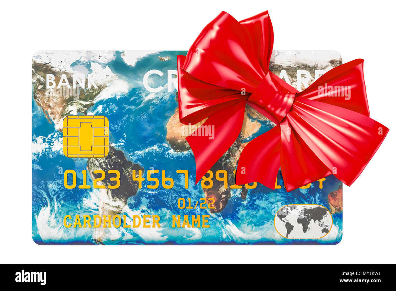 Carta di credito con la prua, free global banking service concetto. Il rendering 3D Foto Stock