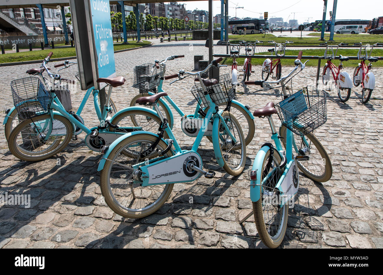 Noleggio di biciclette, noleggio bici, Anversa, Belgio, fornitore Cloudbike , stazione di noleggio, Foto Stock