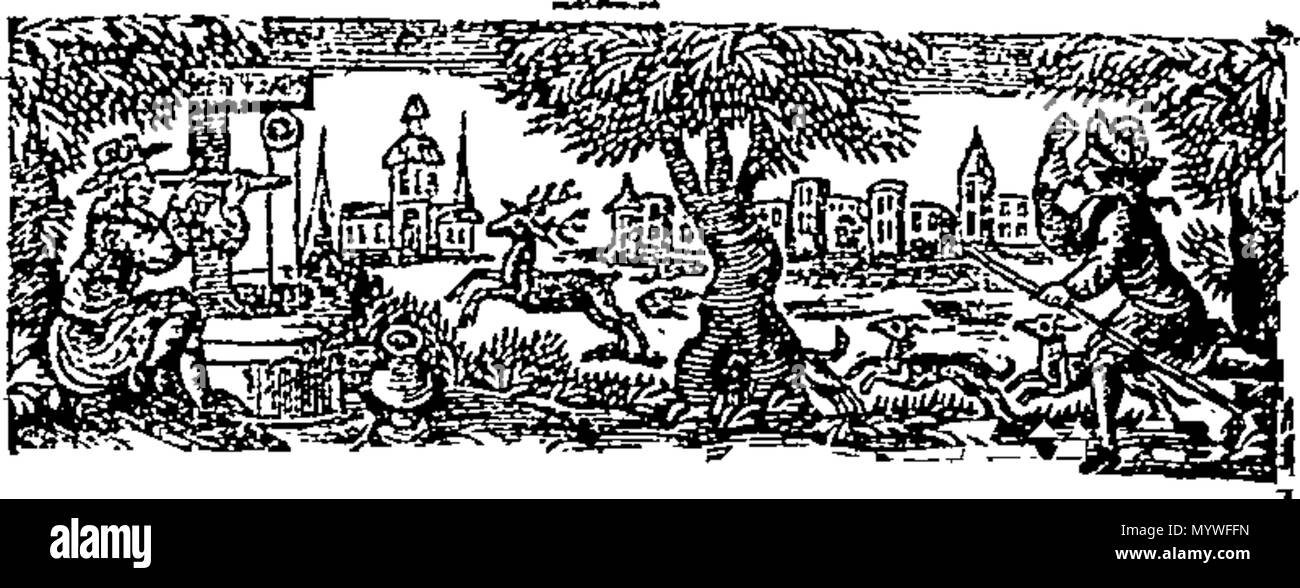 . Inglese: Fleuron dal libro: Arabian Nights entertainments. Consistente in mille e una storie. Detto dalla Sultaness delle Indie, ... Tradotto in francese dal Arabian MSS, da M. Galland, ... e ora fatto in inglese dall'ultima edizione di Parigi. ... 373 Arabian Nights entertainments Fleuron T221032-1 Foto Stock