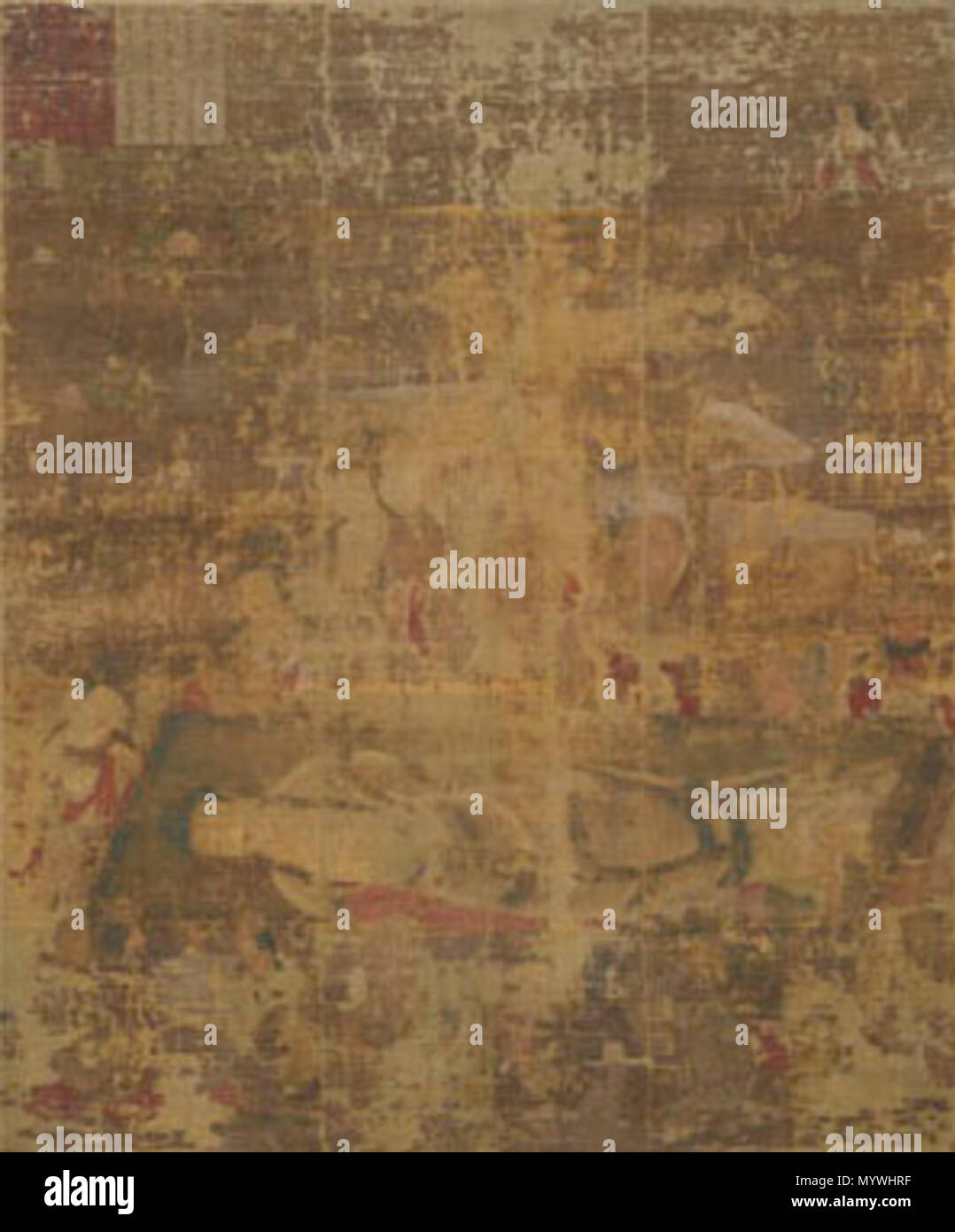 . Inglese: Nirvana pittura, Darumaji, Oji, Nara, Giappone 日本語: 絹本著色涅槃図 . Periodo Heian. Heian periodo-artista 16 Nehan zu (Darumaji Oji) Foto Stock