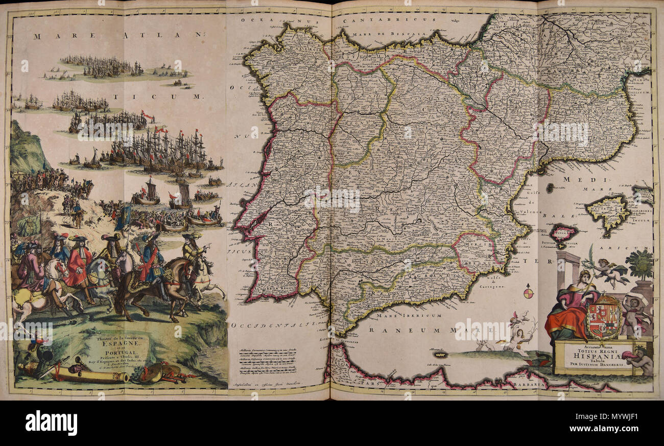 BCTN GG 1 in corrispondenza di una 3-0065.tif . Accuratissima totius regni Hispaniae tabula. circa 1680. Justus Danckerts 258 Accuratissima totius regni Hispaniae tabula - CBT 5880393 Foto Stock