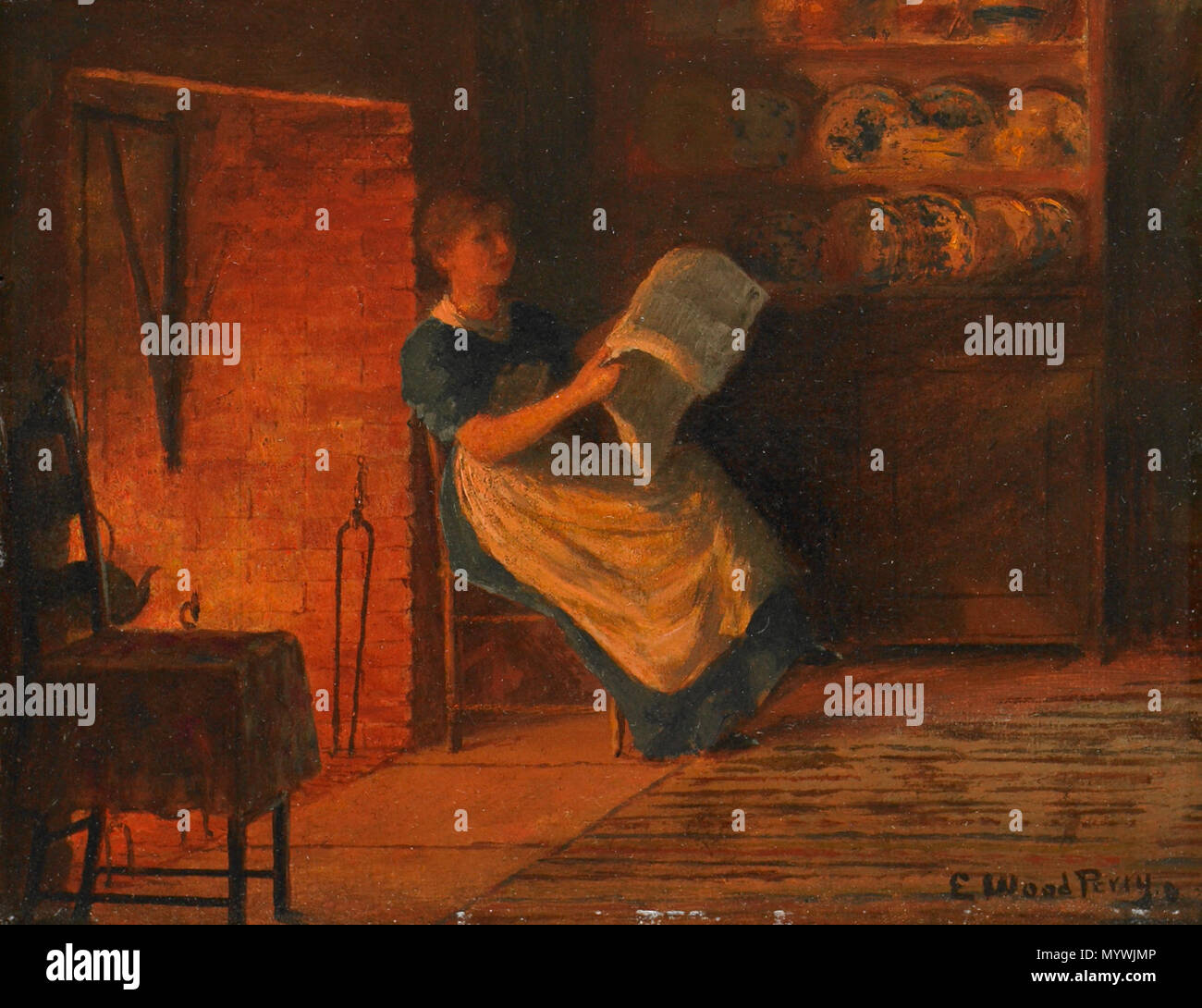 . Inglese: lettura dal fuoco - Enoch legno Perry, 1870-1879 . tra il 1870 e il 1879 19 Lettura dal fuoco - Enoch legno Perry Foto Stock