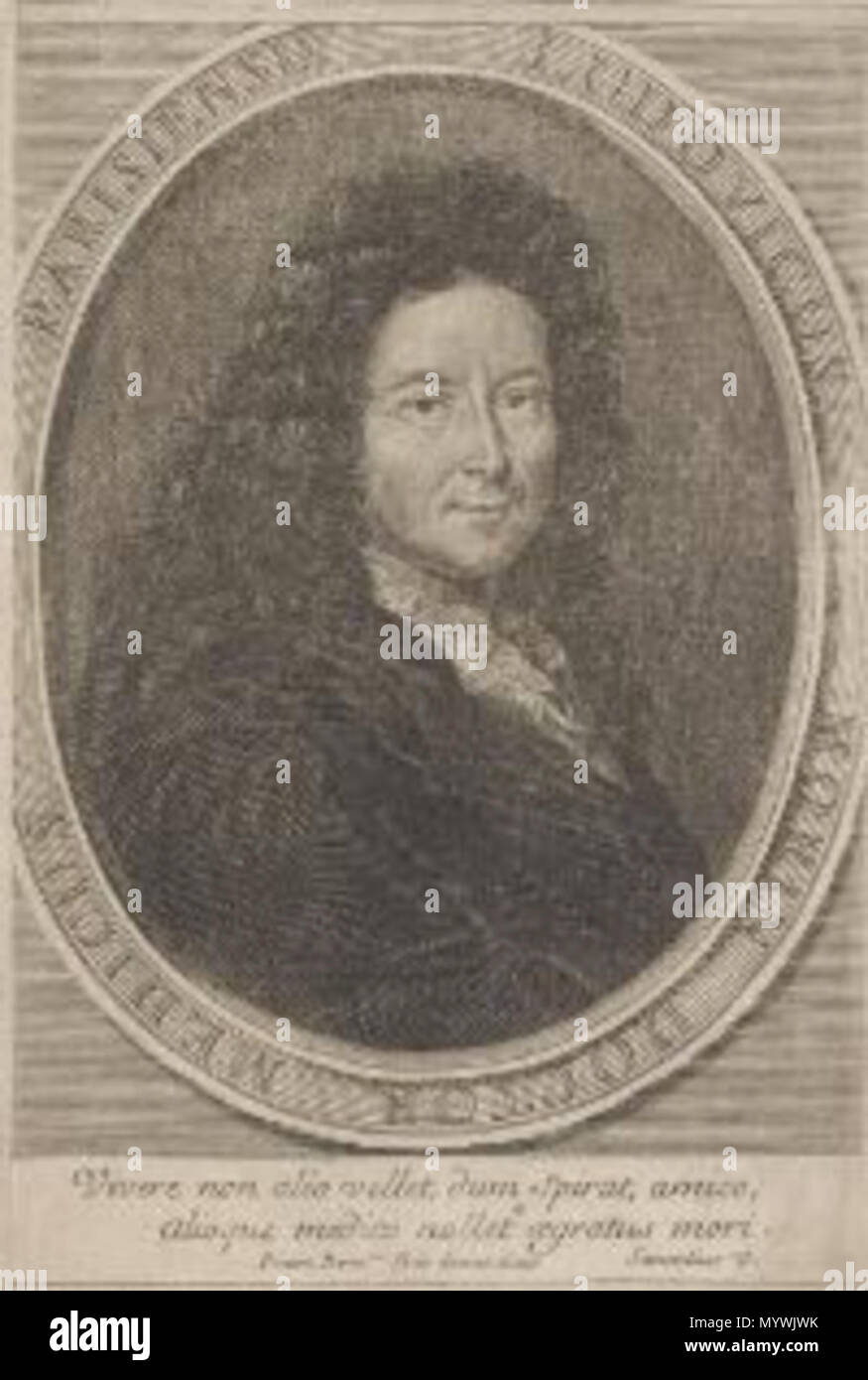 . Français : " Portrait de Louis Morin de San Vittore (1635-1715), botaniste, médecin, professeur suppléant Au Jardin du Roi " . prima di 1715. Étienne Picart, dit " le Romain " 65 Louis Morin de San Vittore Foto Stock