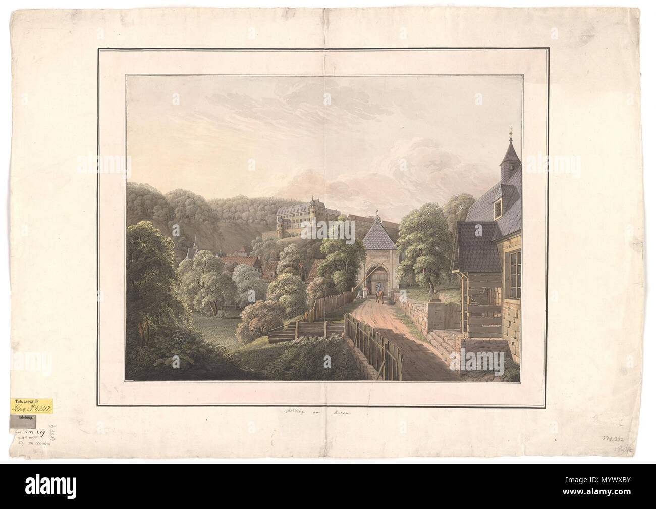 . Ansicht von Schloss Stolberg im Harz . Stolberg am Harze . 1800. Klaus-Dieter Schumacher (foto) 370 Anton Balzer - Stolberg am Harze Foto Stock