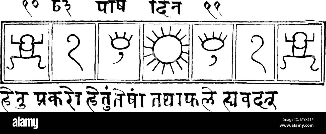 . Inglese: Fleuron dal libro: ricerche asiatico; o le transazioni delle società, istituito nel Bengala, per indagare nella storia e antichità, le arti, le scienze e la letteratura, dell'Asia. ... Stampato testualmente il Calcutta edition. 382 ricerche asiatico; o Fleuron T162631-5 Foto Stock