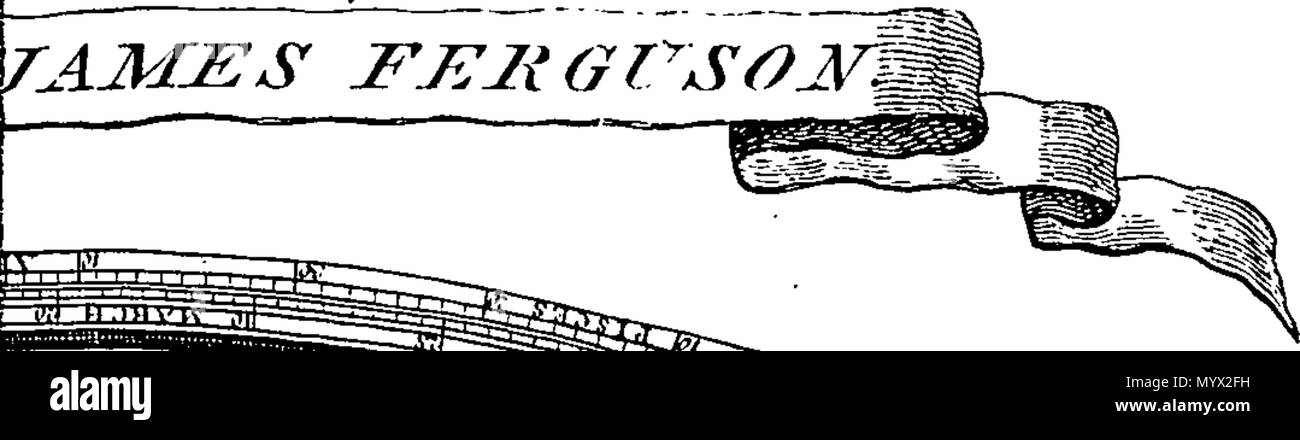 . Inglese: Fleuron dal libro: Astronomia ha spiegato al Sir Isaac Newton, principi e reso facile per coloro che non hanno studiato matematica. Ai quali si sono aggiunti, un semplice metodo per trovare le distanze di tutti i pianeti dal sole, dal transito di Venere sopra il disco del sole, nell'anno 1761. Un account del sig. Horrox di osservazione del Transito di Venere nel 1639: e delle distanze di tutti i pianeti dal sole, come si evince dalle osservazioni del transito nell'anno 1761. Da James Ferguson, F. R. S. 384 Astronomia ha spiegato al Sir Isaac Newton, principi e reso facile t Foto Stock