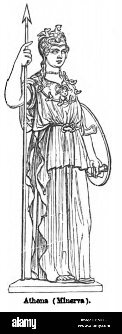 . Athena (Minerva). . 1882, caricare: 2017-08-13. Illustrato da incisioni su legno. 12 Athena (Minerva). - Incisioni su legno Foto Stock