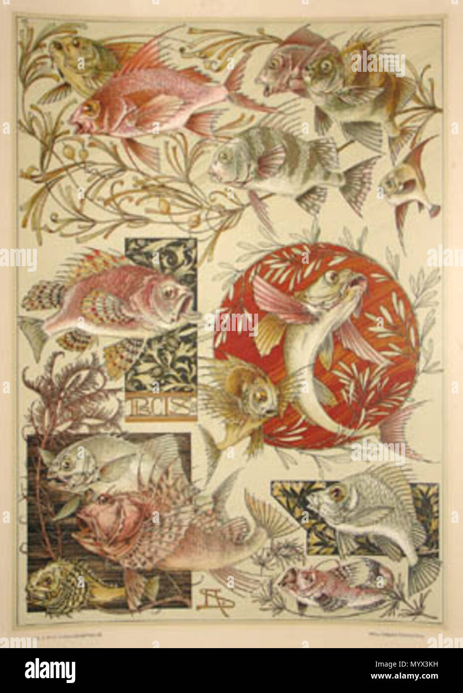 . Deutsch: Lithografie von Anton Seder (1850-1916), stile liberty . 29 giugno 2006, 13:22:50. Anton Seder 370 Anton Seder fishell1 Foto Stock