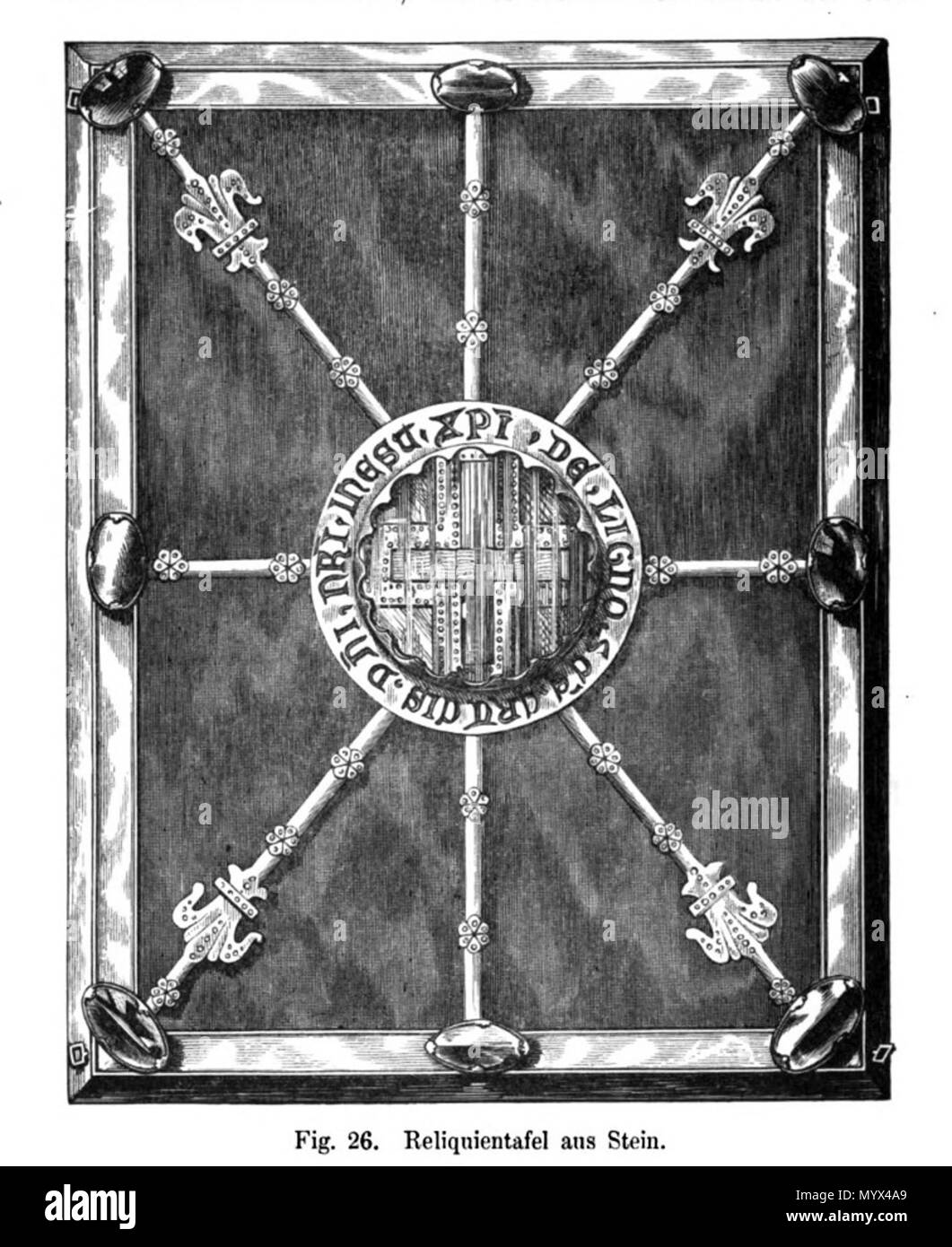 . Inglese: Xilografia illustrazione di una delle quattro tablet reliquiari con particelle dalla vera Croce (XIV sec.) nel Tesoro della Basilica di San Servatius di Maastricht, Paesi Bassi. Uno dei 66 illustrazioni di Bock Willemsen's 1872 la pubblicazione sui tesori della chiesa di San Servatius e Nostra Signora, sia nel Trattato di Maastricht. . 1872. artista sconosciuto, prima di 1872 5 Bock &AMP; Willemsen, Maestricht (1872) 26 Foto Stock