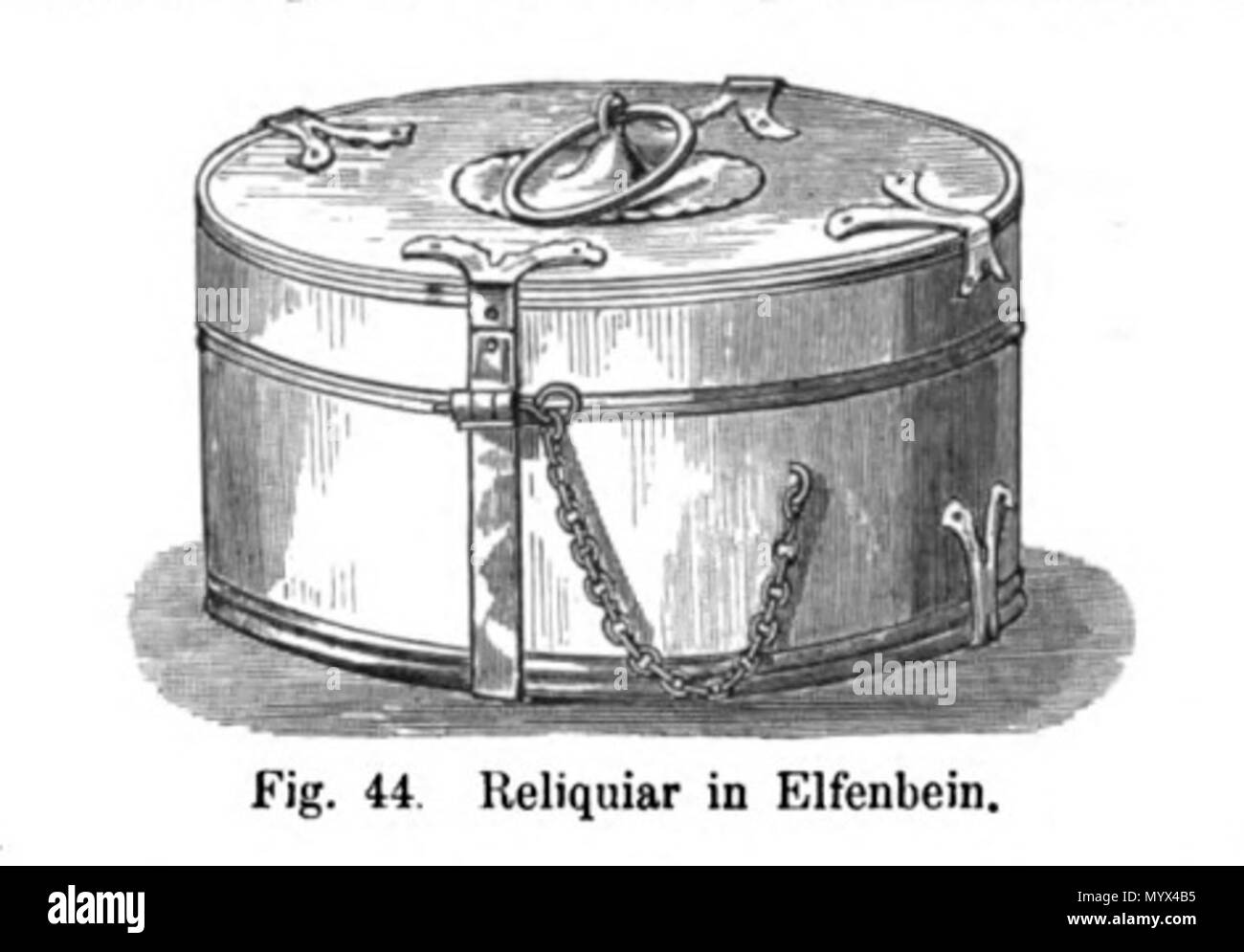 . Inglese: Xilografia illustrazione di un reliquiario in avorio box (XIV sec.) con le reliquie della vergine Isenburgis nel Tesoro della Basilica di San Servatius di Maastricht, Paesi Bassi. Uno dei 66 illustrazioni di Bock Willemsen's 1872 la pubblicazione sui tesori della chiesa di San Servatius e Nostra Signora, sia nel Trattato di Maastricht. . 1872. artista sconosciuto, prima di 1872 5 Bock &AMP; Willemsen, Maestricht (1872) 44 Foto Stock