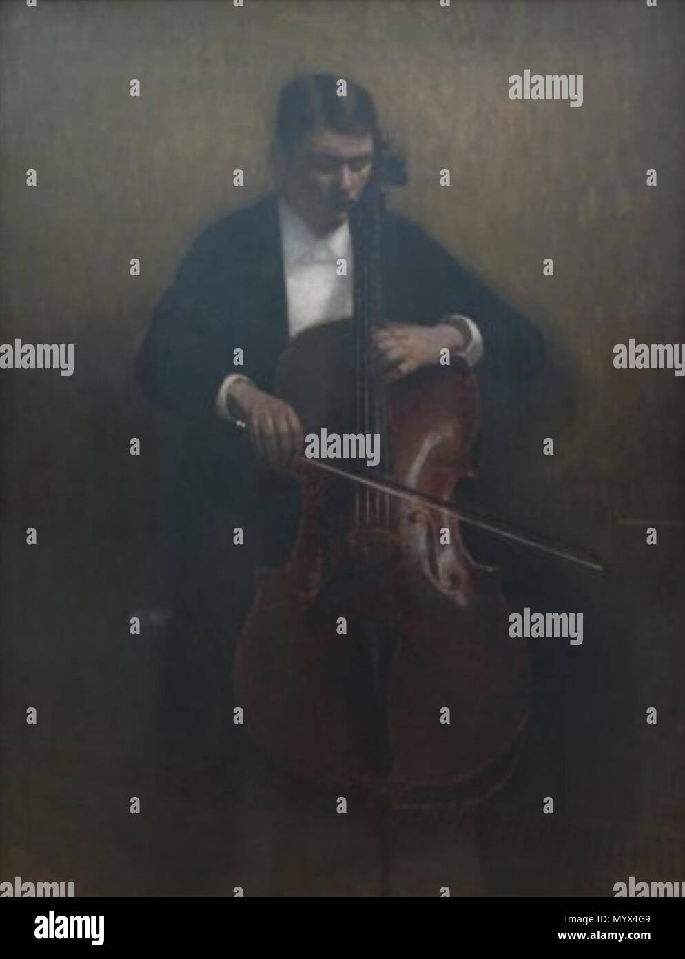 104 Vilhelm Hammershøi - Violoncel-spilleren. Portraet af Henry Bramsen Foto Stock