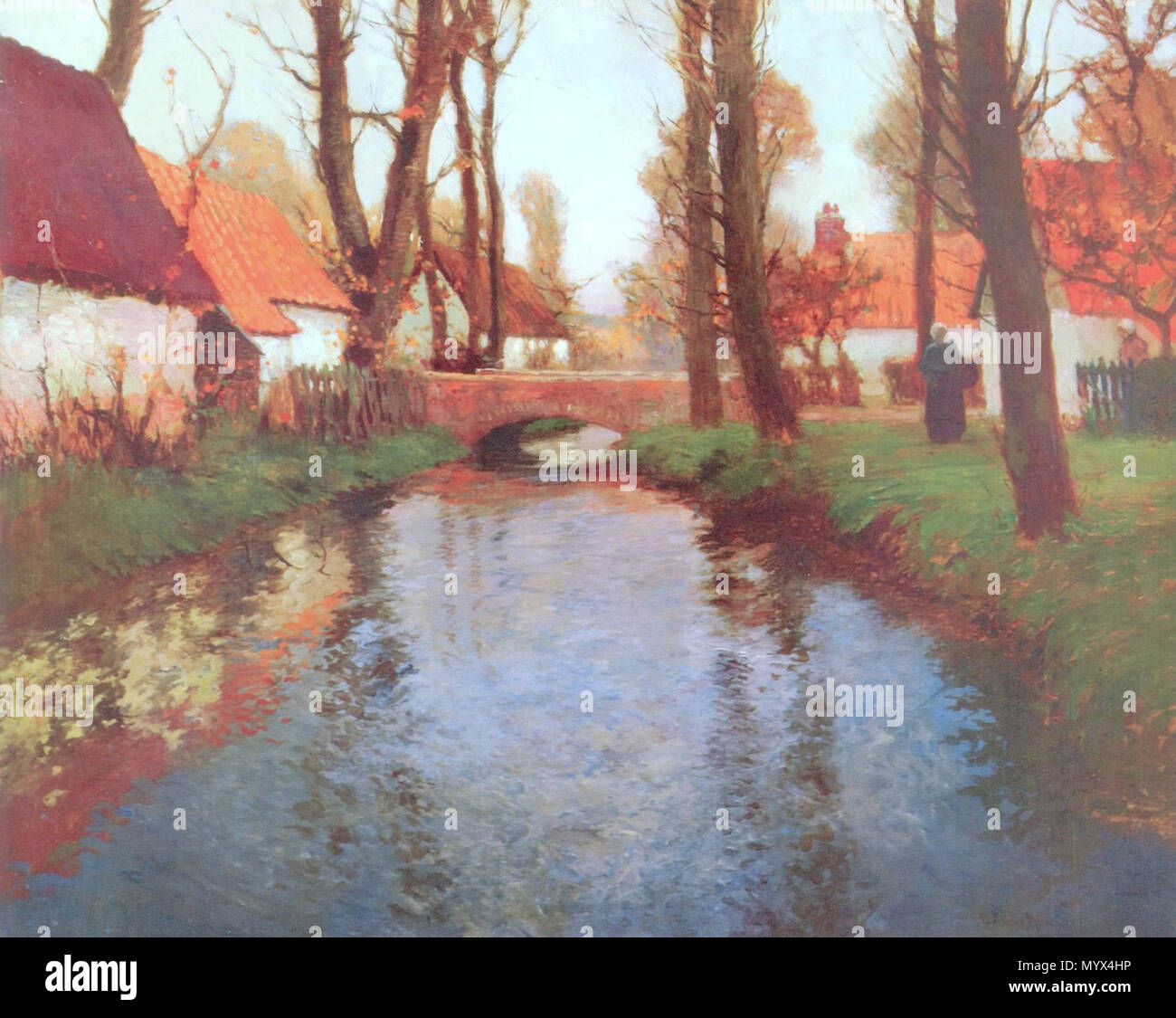 . Русский: dipinti dall artista George Ames Aldrich (1872-1941) . prima di 1943. artista George Ames Aldrich 40 George Ames Aldrich vecchio ponte di Pernois Foto Stock
