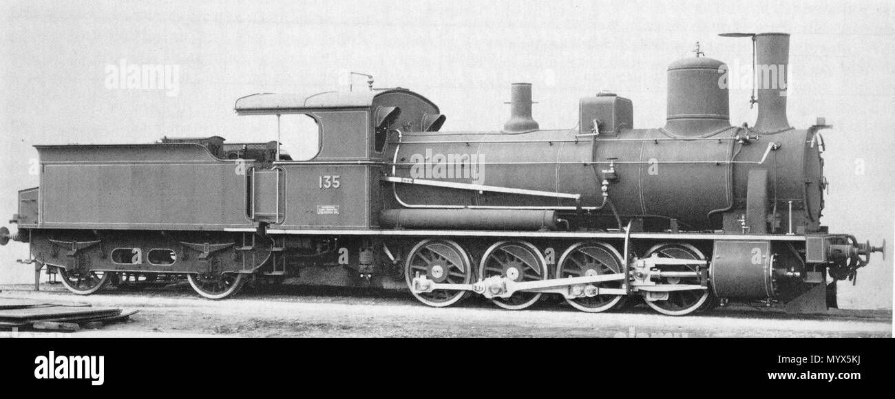 . Deutsch: Güterzuglocomotive D 4/4 Nr. 135 der Gotthardbahn für den Bergdienſt, gebaut 1895 inn der schweizerischen Locomotiv- und zů Machines-Fabrique Winterthur (Tess.-Nr. 942), 1909 als Nr. 4135 von den Schweizeriſchen Bundesbahnen übernommen, 1922 an die Griechiſche Staatsbahn als HD 443, Abbruchjahr unbekannt. . Tra il 1894 e il 1910. 1 sconosciuto 135D44GBi Foto Stock