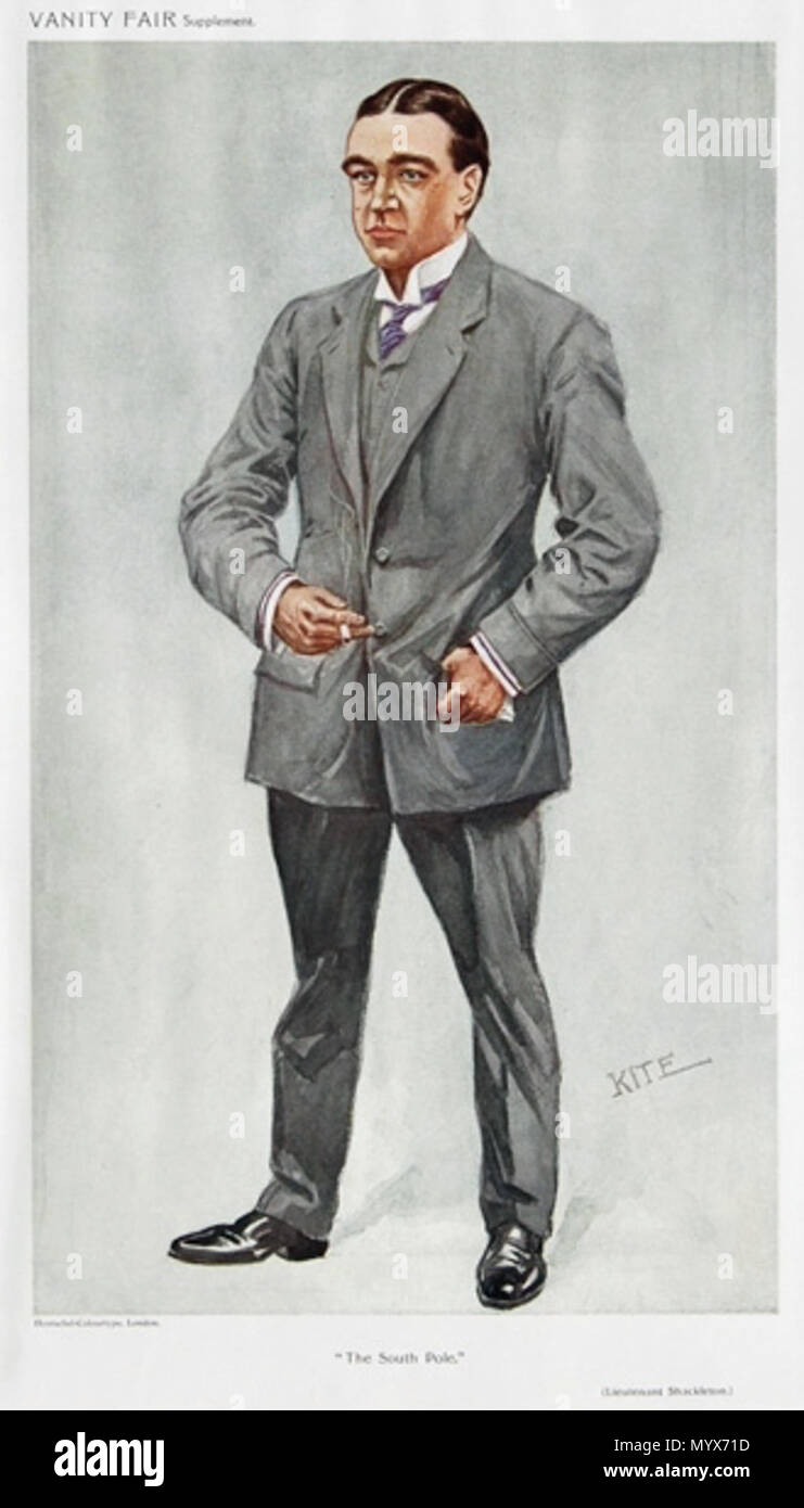 . La caricatura di Ernest Shackleton. Leggere la didascalia "Il polo sud". . 1909. "KITE" (non identificato Vanity Fair artista) 5 Ernest Shackleton Vanity Fair 1909-10-06 Foto Stock