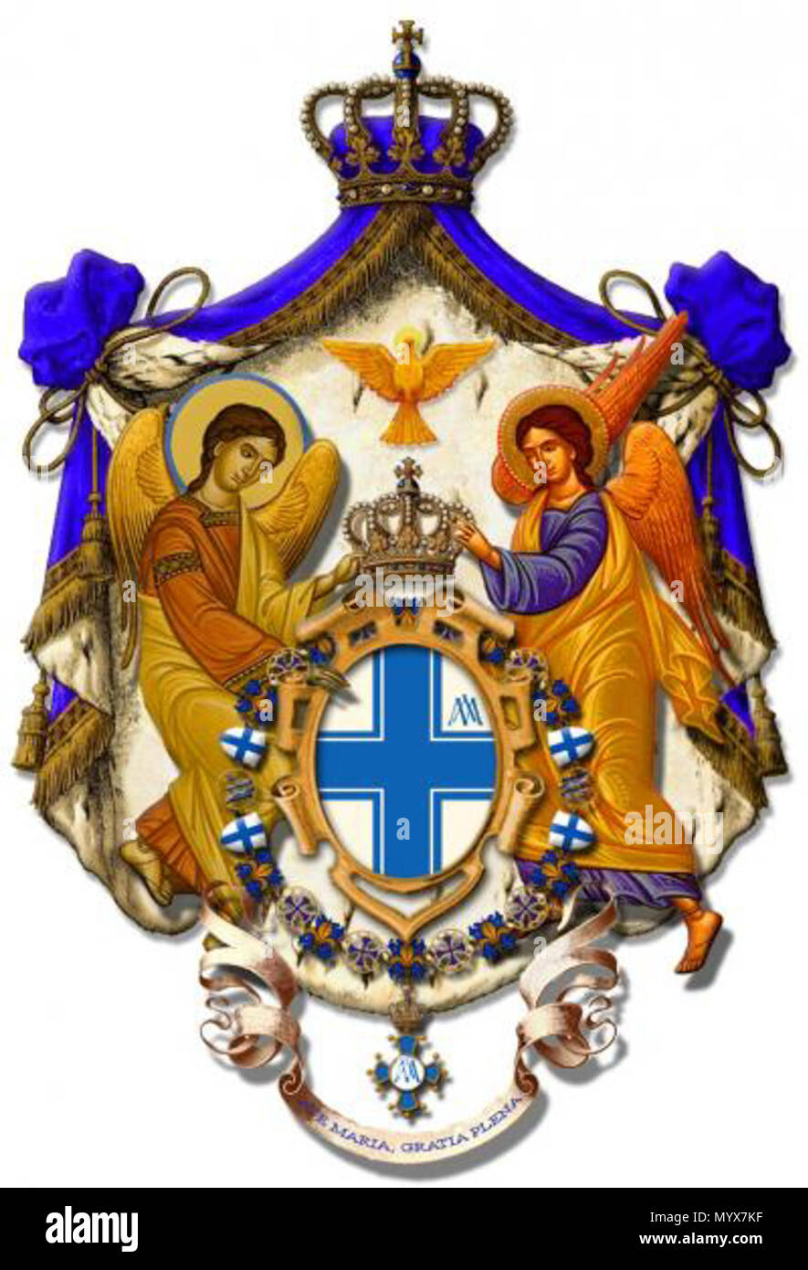 . Inglese: Stemma della Asociación de Caballeros de Nuestra Señora Santa María de Buenos Aires. . C. XIX secolo. 1 sconosciuto Escudo de la O.S.M.B.A. Foto Stock
