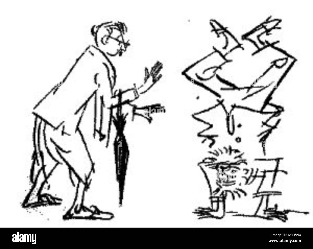 . Cartoon di Sukumar Ray. . Sukumar Ray / ??????? ???? 1 Nacherbatik Foto Stock