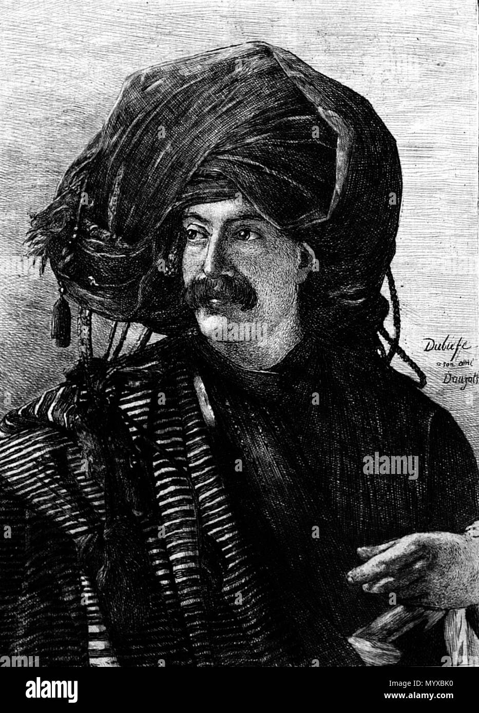 . Ritratto di Adrien Dauzats (1808-1868). Litografia. Da L'artiste, vol. XI, aprile 1896. . 1896. Delteil Loÿs (1869-1927) nomi alternativi Loÿs Henri Delteil Leo Delteil Descrizione incisore francese, litografo, editore e storico dell'arte Data di nascita e morte 7 Maggio 1869 11 Novembre 1927 Luogo di nascita e morte di Parigi Belleville competente controllo : Q6694715 VIAF:?ISNI 59213002:?0000 0001 0906 0083 ULAN:?500055973 LCCN:?n84091001 NLA:?36172633 WorldCat , dopo Dubufe 7 Adrien Dauzats da Loys Delteil Foto Stock