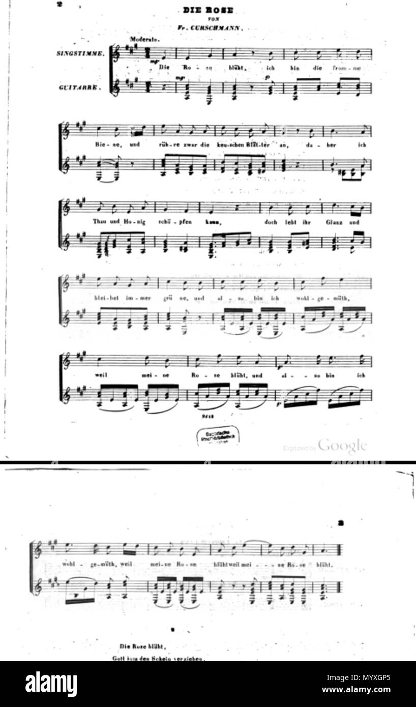 . Inglese: una versione della canzone, disposti dal p. Curschmann (prima del 1851) 26 Die Rose (p. Curschmann) Foto Stock