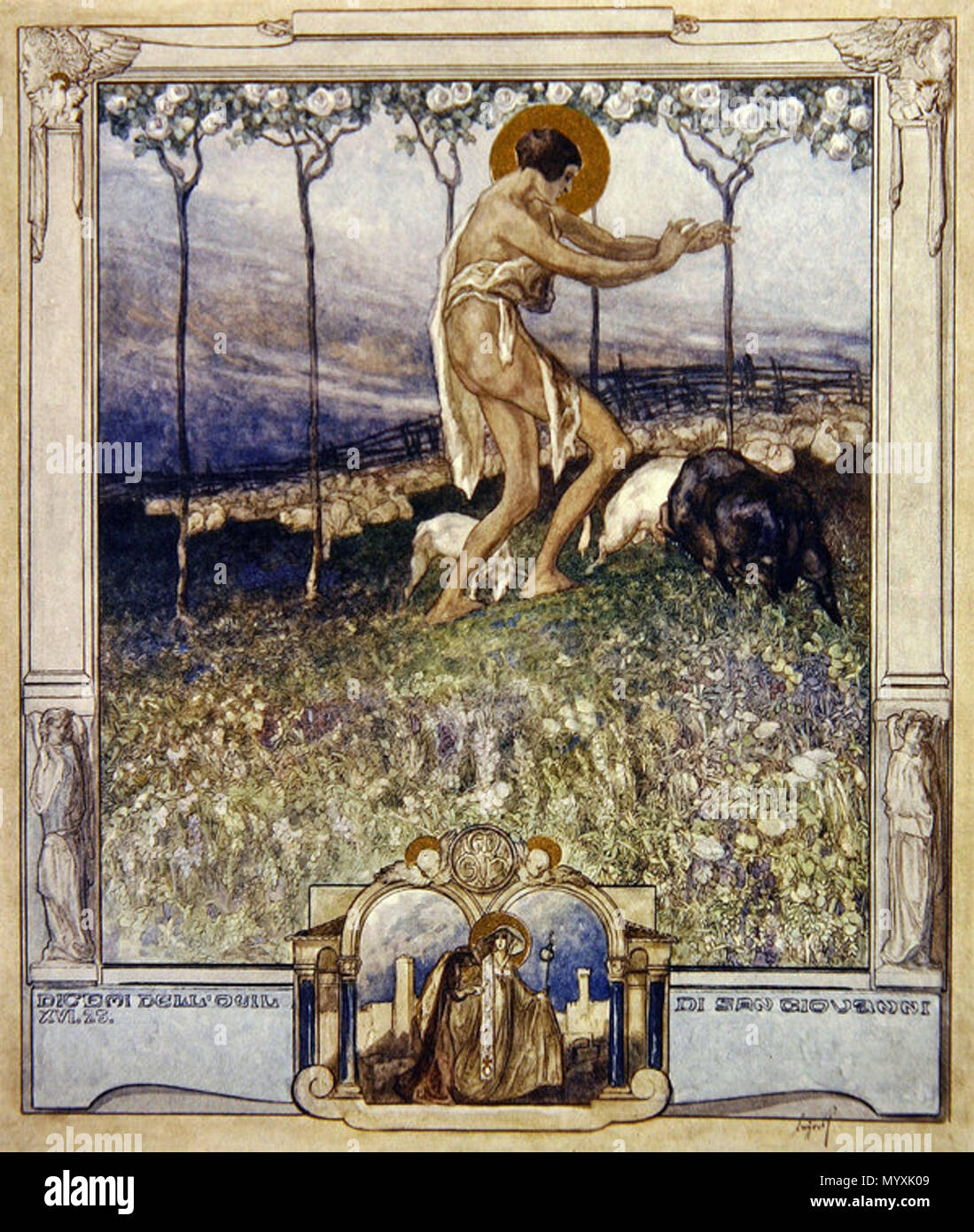 . Русский: illustrazione di Franz Bayros (1866-1924) da Dante nella 'Divina Commedia' . prima di 1947. Franz Bayros 35 Franz Bayros Illustrazione da Dante nella 'Divina Commedia", Paradiso, Canto XVI Foto Stock