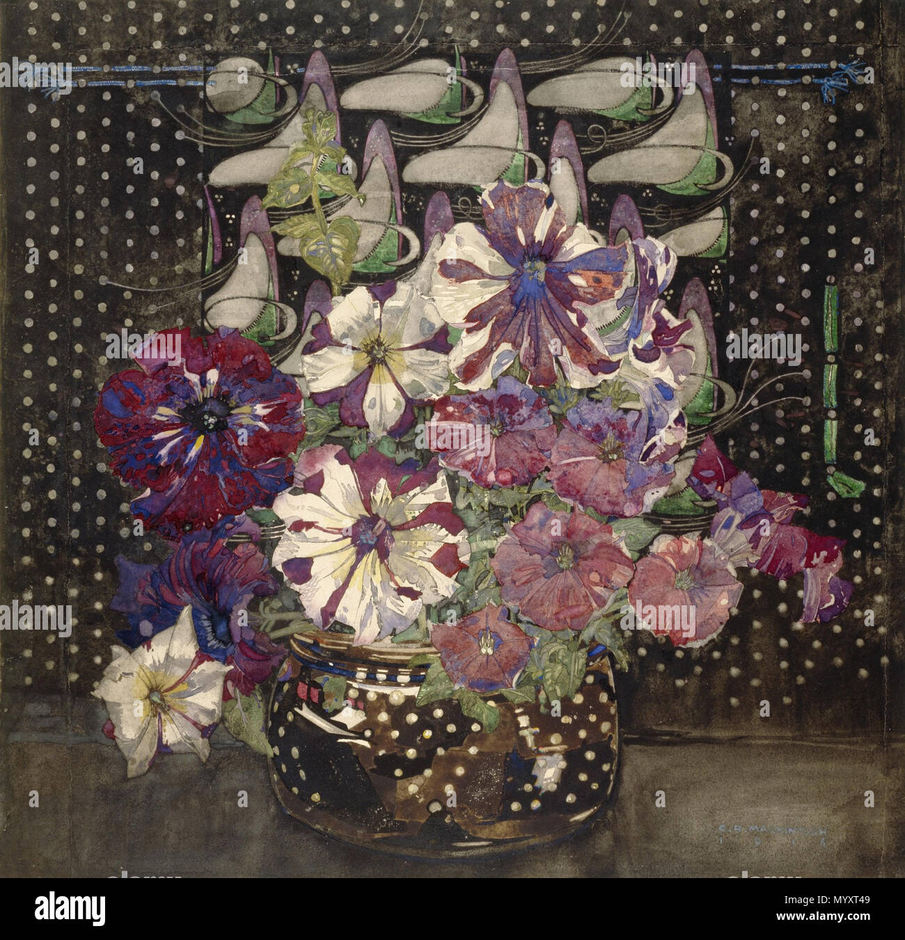 . Nelle petunie. . 1916. Charles Rennie Mackintosh (1868-1928) nomi alternativi Charles Rennie Mackintosh Descrizione British architetto, pittore, disegnatore e scultore Data di nascita e morte 7 Giugno 1868 10 dicembre 1928 Luogo di nascita e morte Glasgow Londra sede di lavoro Glasgow, London Authority control : Q220703 VIAF:?ISNI 74645185:?0000 0001 0916 5379 ULAN:?500022117 LCCN:?n79109001 NLA:?35320010 WorldCat 21 Charles Rennie Mackintosh - nelle petunie - 1916 Foto Stock . Nelle petunie. . 1916. Charles Rennie Mackintosh (1868-1928) nomi alternativi Charles Rennie Mackintosh Descrizione British architetto, pittore, disegnatore e scultore Data di nascita e morte 7 Giugno 1868 10 dicembre 1928 Luogo di nascita e morte Glasgow Londra sede di lavoro Glasgow, London Authority control : Q220703 VIAF:?ISNI 74645185:?0000 0001 0916 5379 ULAN:?500022117 LCCN:?n79109001 NLA:?35320010 WorldCat 21 Charles Rennie Mackintosh - nelle petunie - 1916 Foto Stock