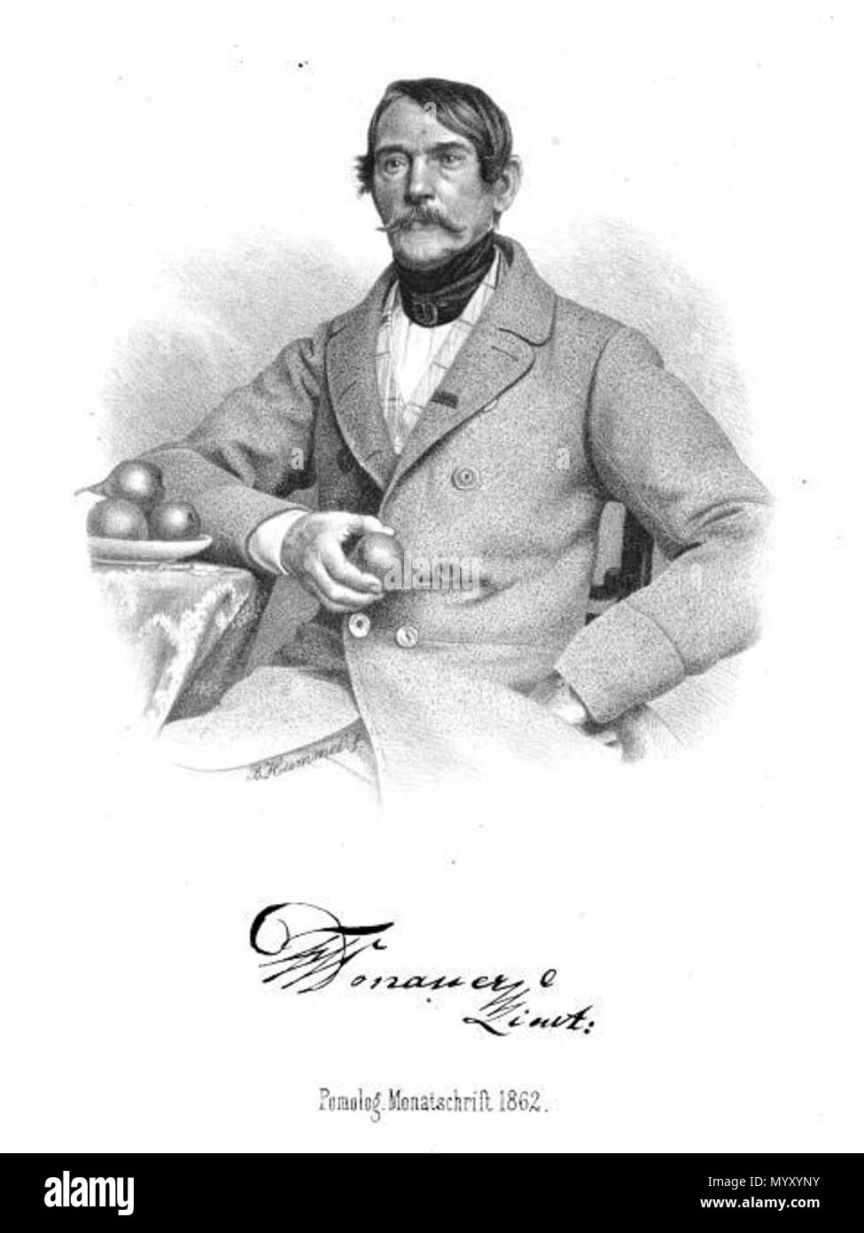 . Deutsch: Lt. F. W. Donauer, Porträt mit Signatur 32 F W Donauer ritratto 1862 Foto Stock