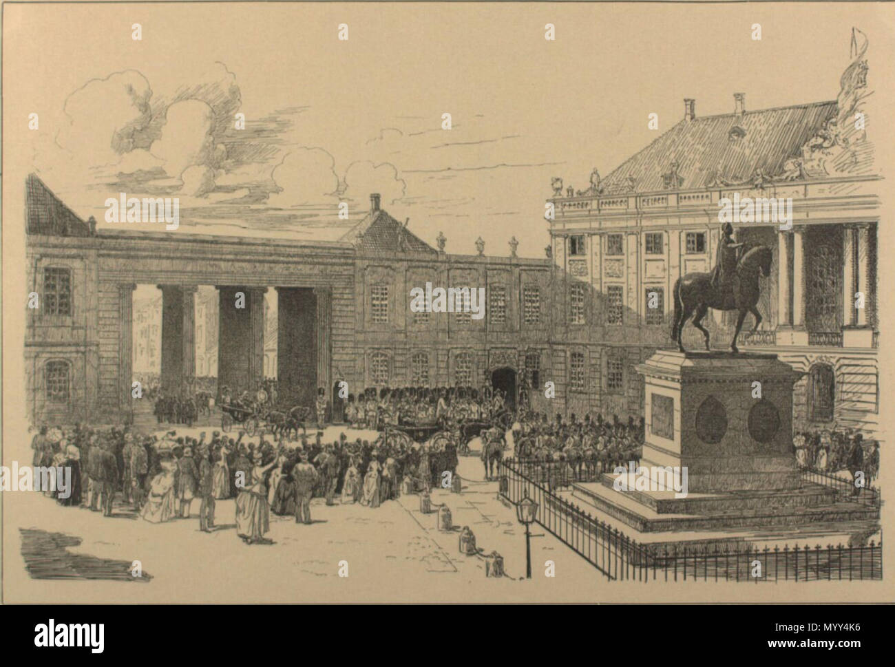 . Inglese: Re Luiz del Portogallo arriva a Amalienborg su 17. Agosto 1886 59 Kong Luiz af Portugals Ankomst til Amalienborg d. 17. Agosto 1886 Foto Stock